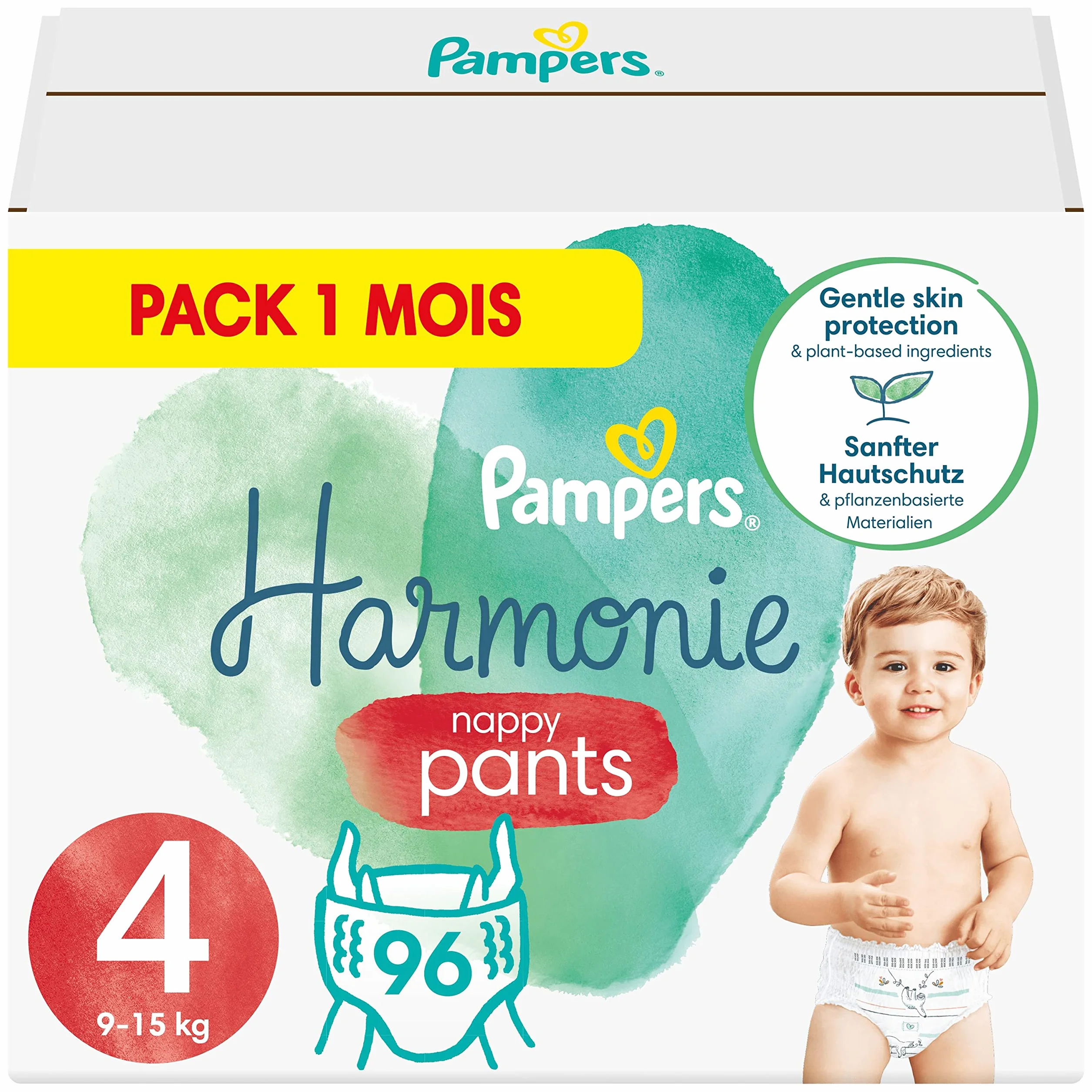 Pampers Couches-Culottes Taille 4 (9-15 kg) Harmonie 96 Couches-Culottes Bébé Multi Pack Hypoallergéniques