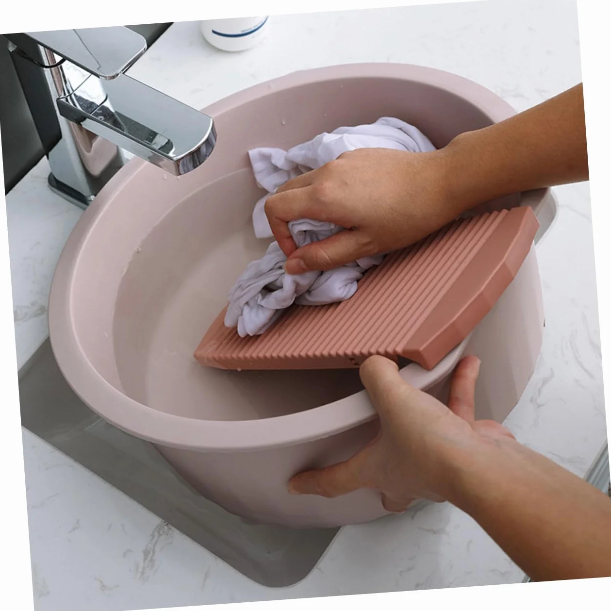 Bassine de Lavage Grosse Taille pour Bébé Rose, Bassin en Plastique Épais pour Nettoyage Linge Camping Maison