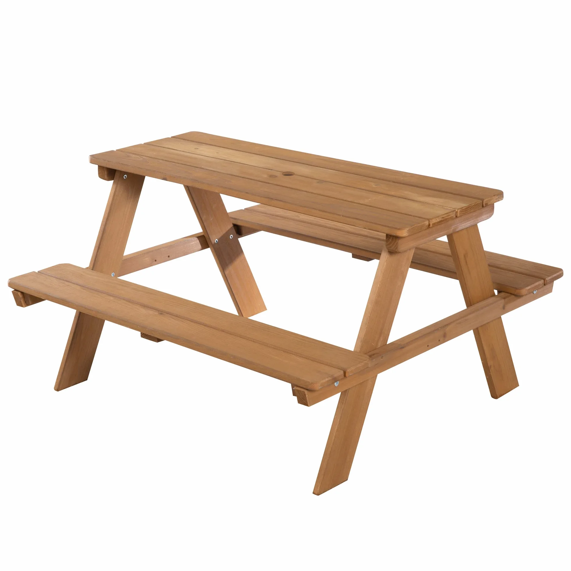 Ensemble de Table et Bancs Picnic Bois Massif Résistant aux Intempéries 4 Places 89 x 85 cm 100 Kg Teinté Teck