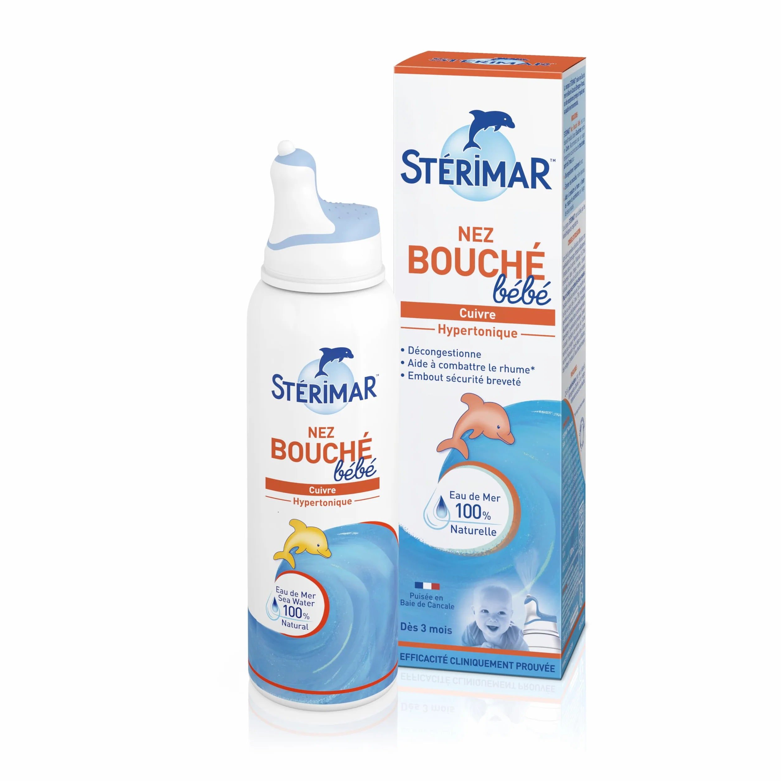 STÉRIMAR Spray Nasal Bébé 3 mois Eau de Mer Cuivre Hypertonique 100 ml