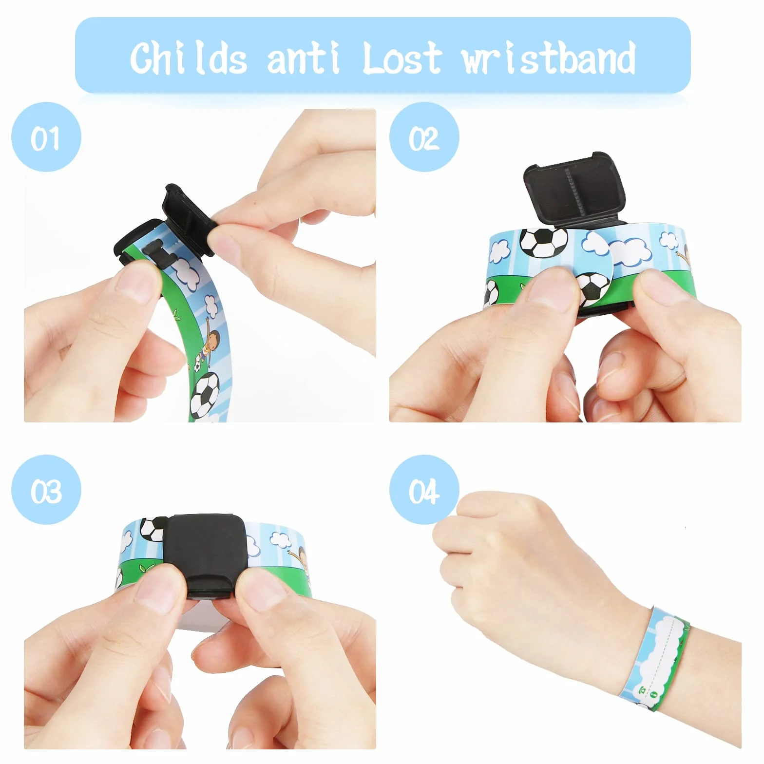 Bracelet Sécurité Enfant 12 Pack Identification Imperméable Réutilisable