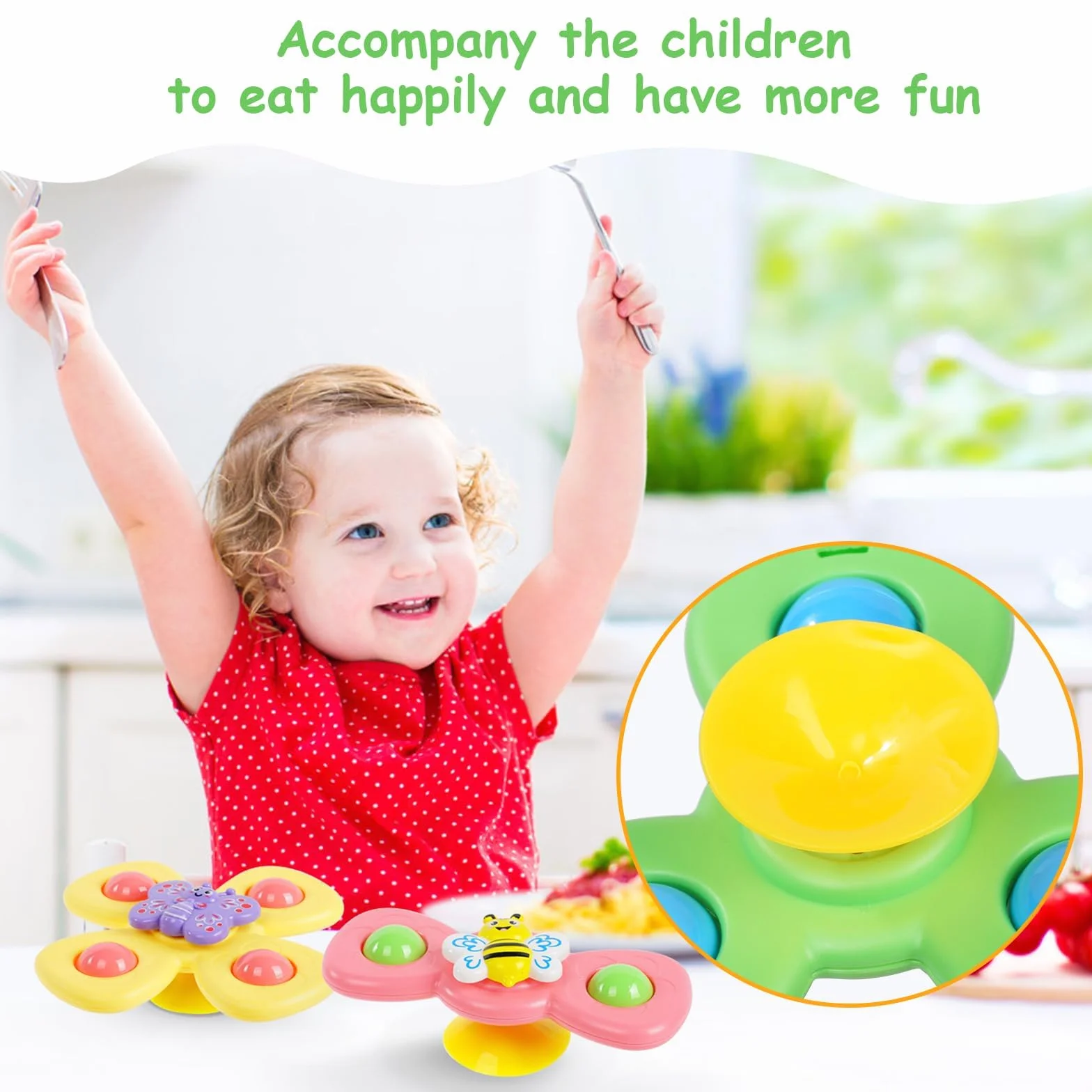 Ainiv Jouets de Bain Bébé Coccinelle Abeille Papillon Animaux Mignons 6PCS Ventouses Rotatives Spinner Cadeau