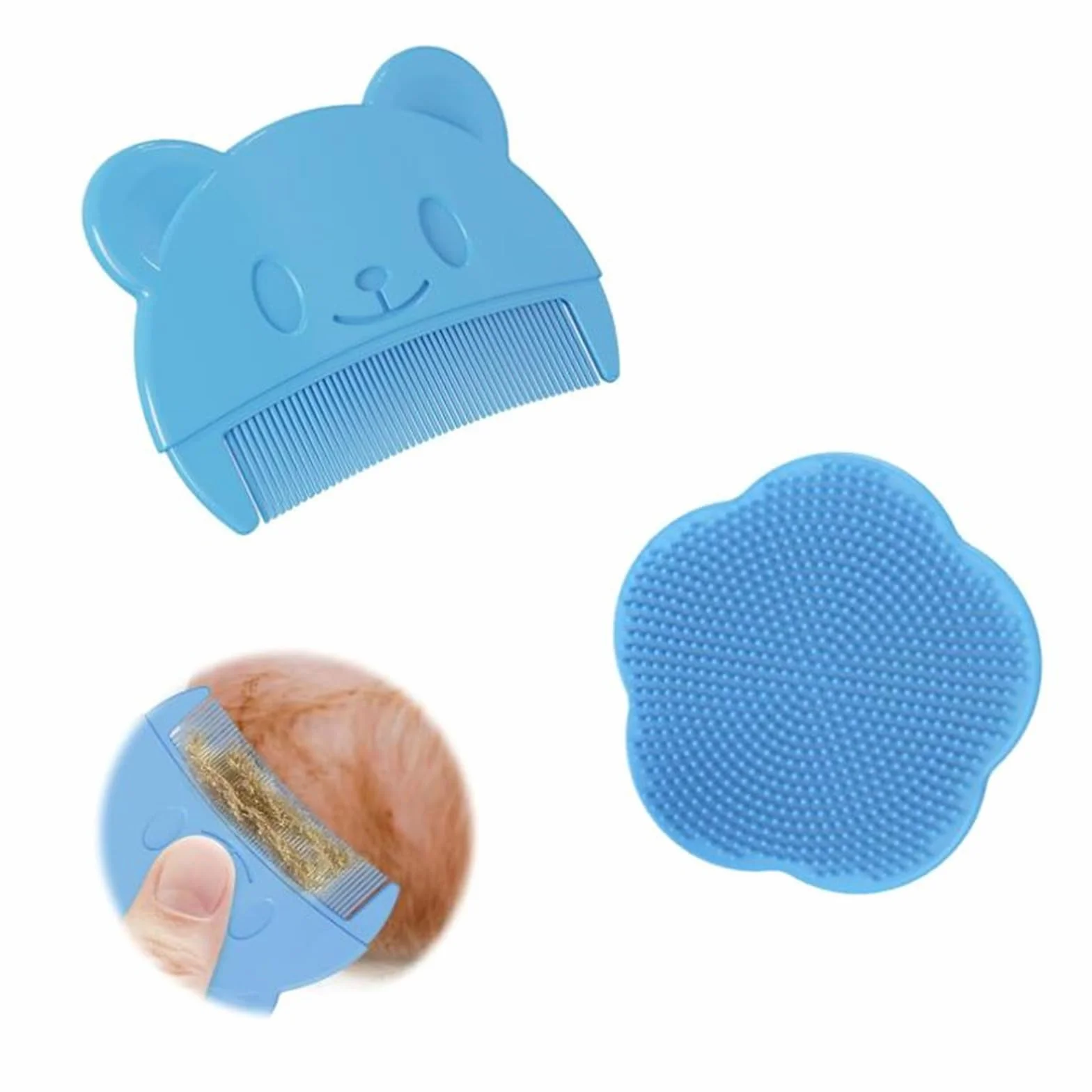 Brosse Cheveux Bébé 2 Pièces Peigne Silicone Croute de Lait pour Nouveau-nés
