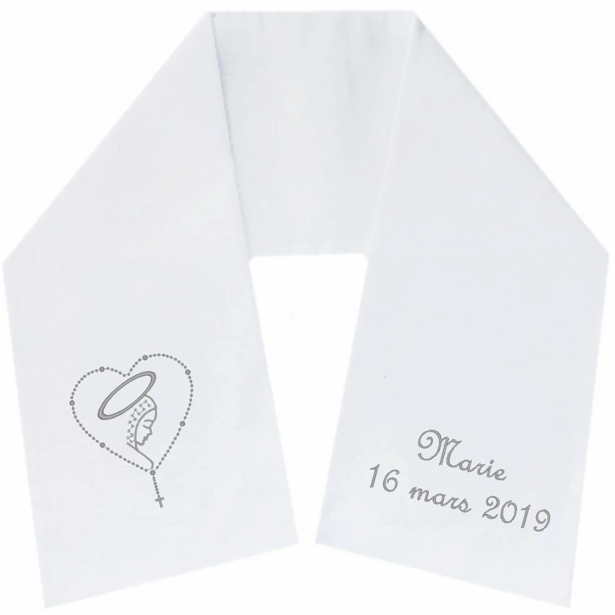 Écharpe de Baptême Personnalisée Brodée Prénom Date 100 Modèles Coton Cadeau Bébé