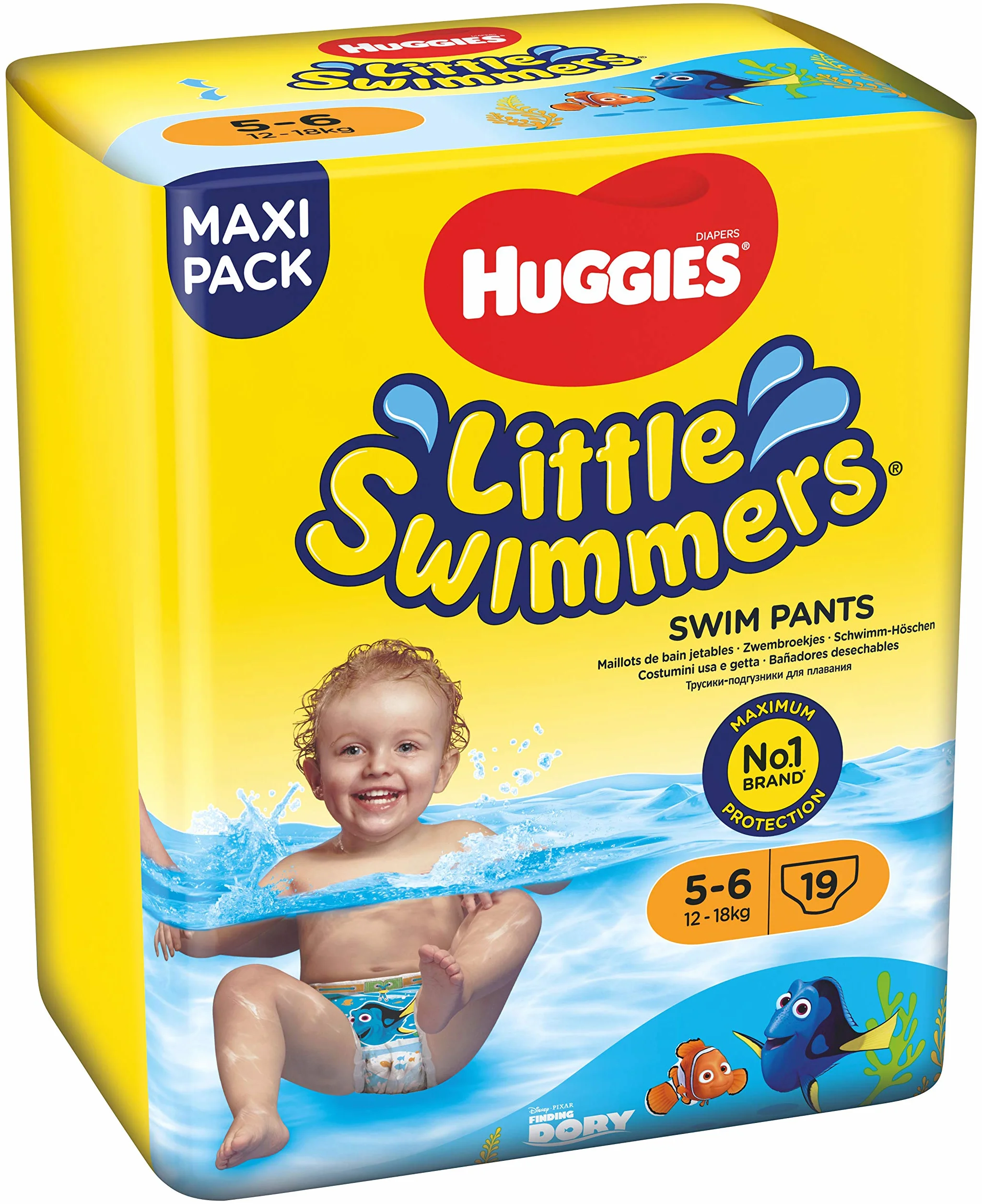 HUGGIES Little Swimmers Couches Taille 5-6 (12 à 18 kg), 19 Pièces