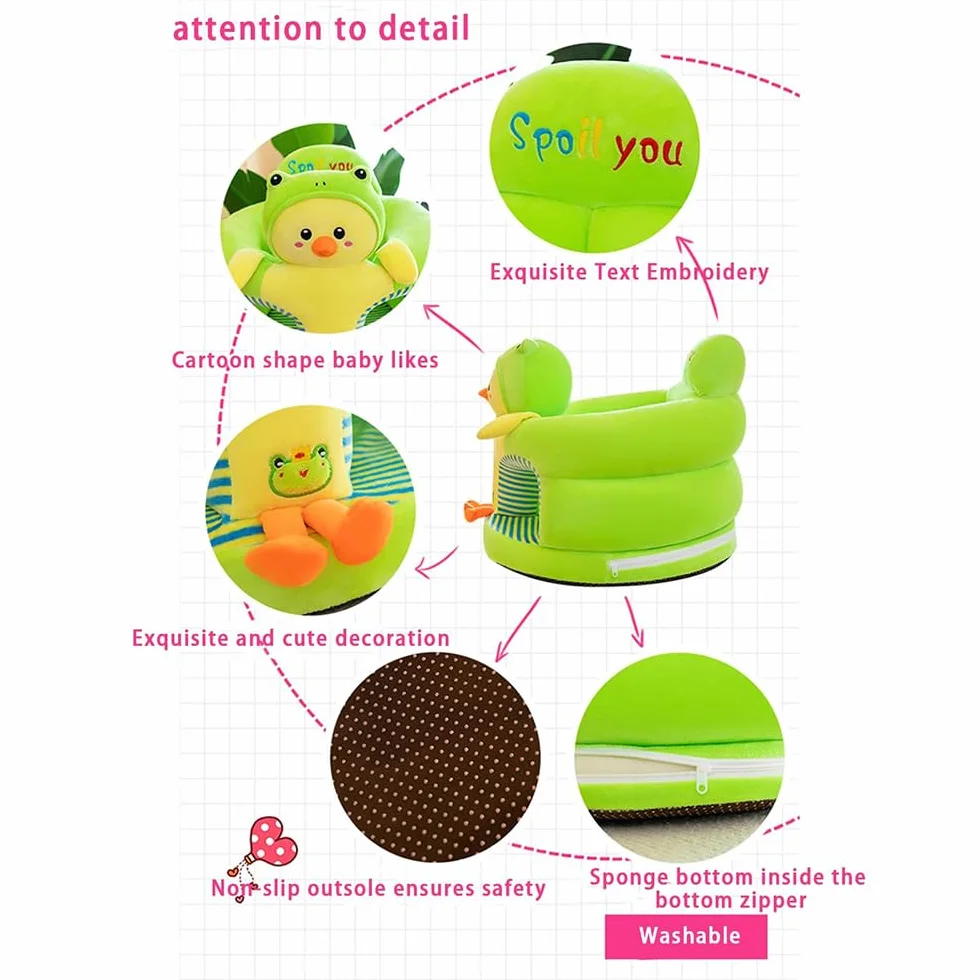 Baby Seat Sit up Chair Cartoon Animals Plush Sofa for Toddler Newborns Durable Thickened