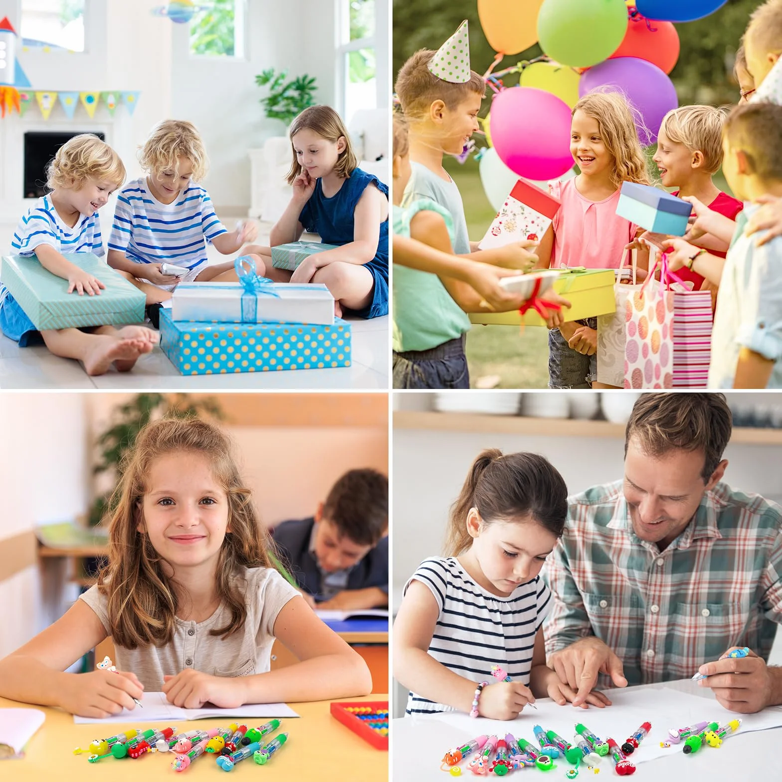 Leyun Pack de 30 Stylos 4 Couleurs pour Enfants
