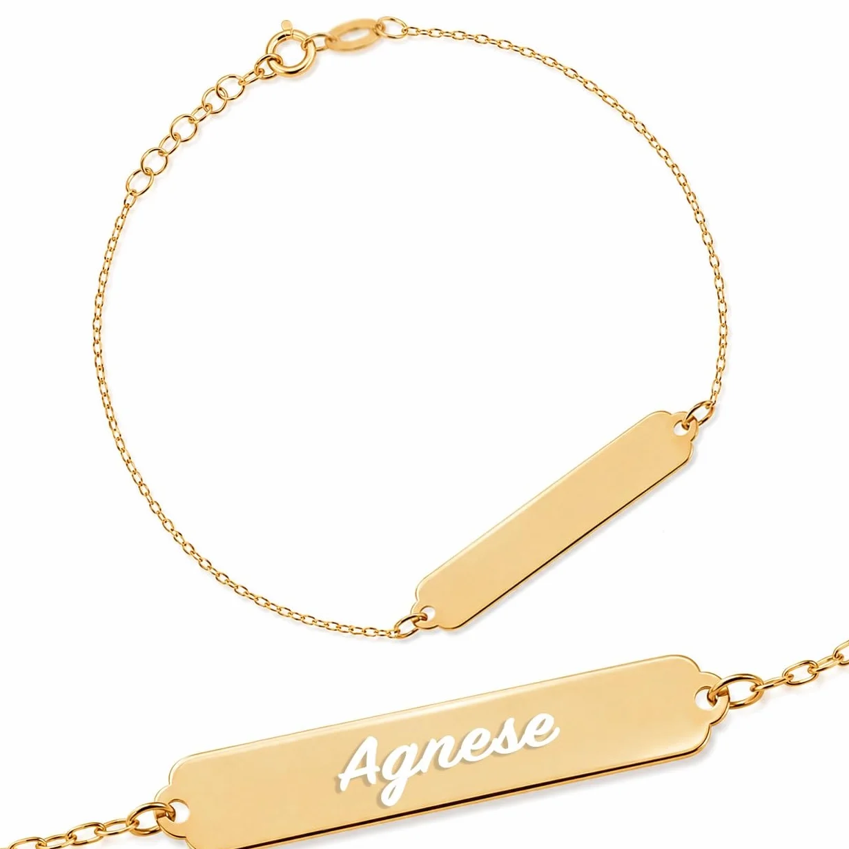 Sakrami Bracelet en argent 925 pour enfants, or jaune, rhodié ou rose + coffret cadeau