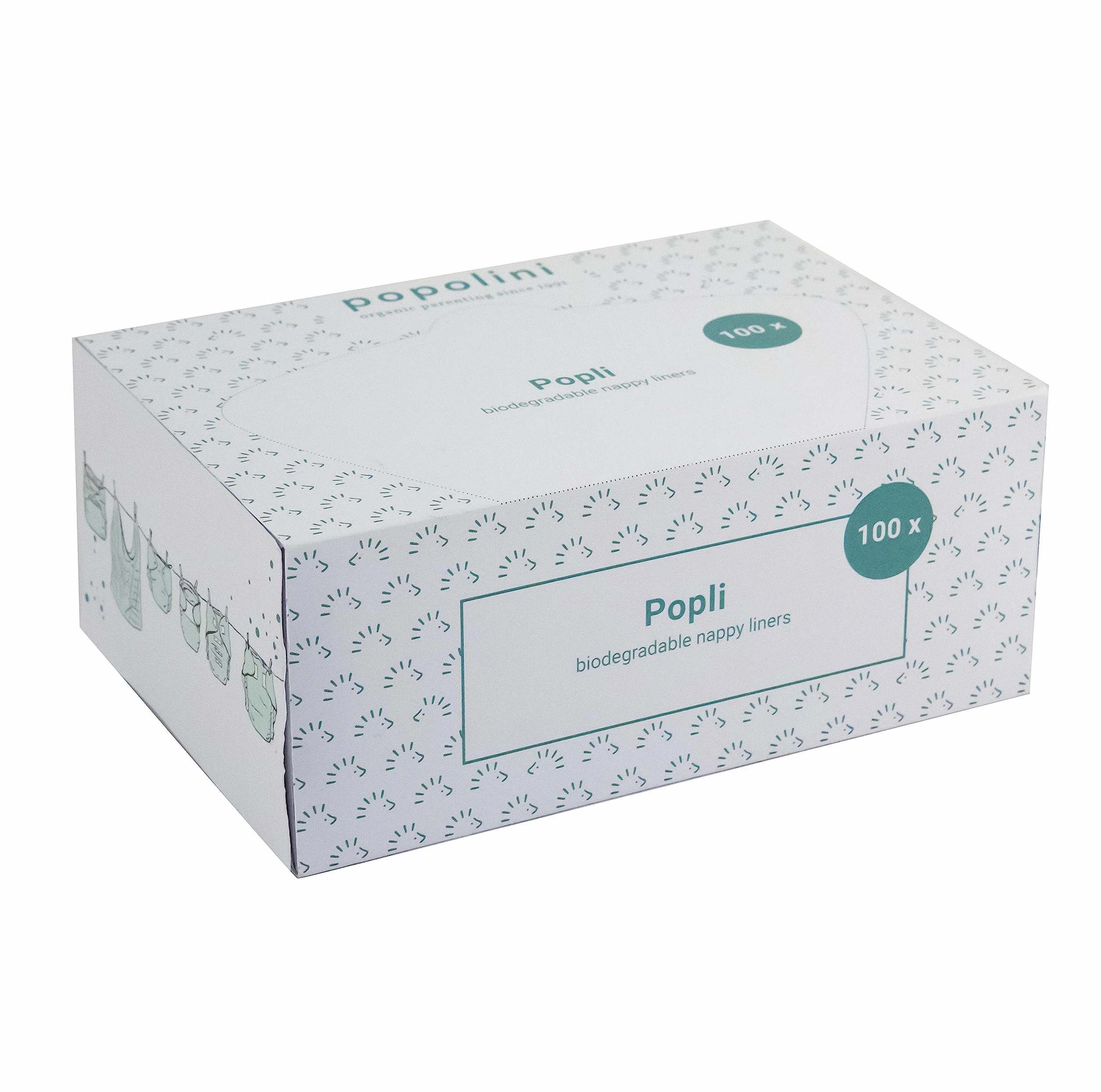 Popolini Popli Lot de 100 couches en non-tissé pour couches en tissu Blanc