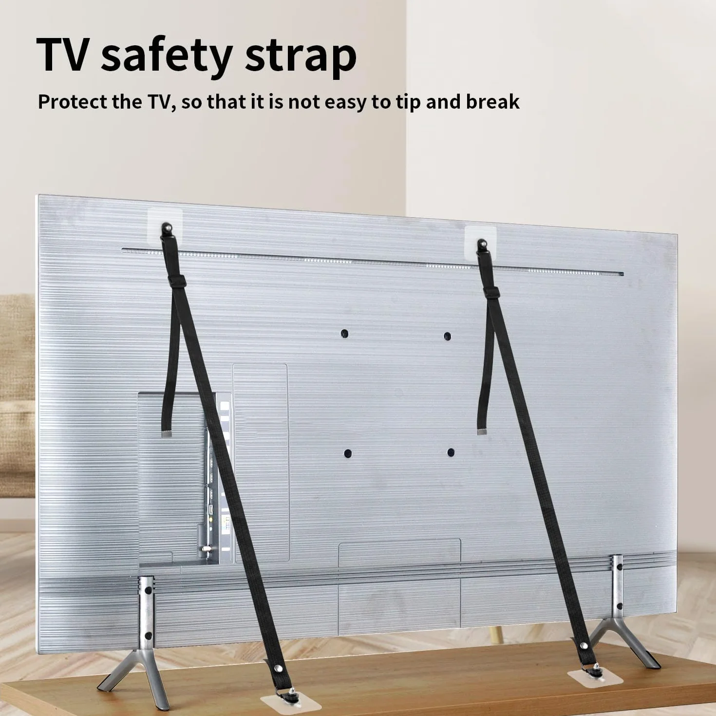 Sangles Anti-Basculement Meubles TV Sécurité, Protection Enfants, Réglable, Sans Perçage, 2 Pièces