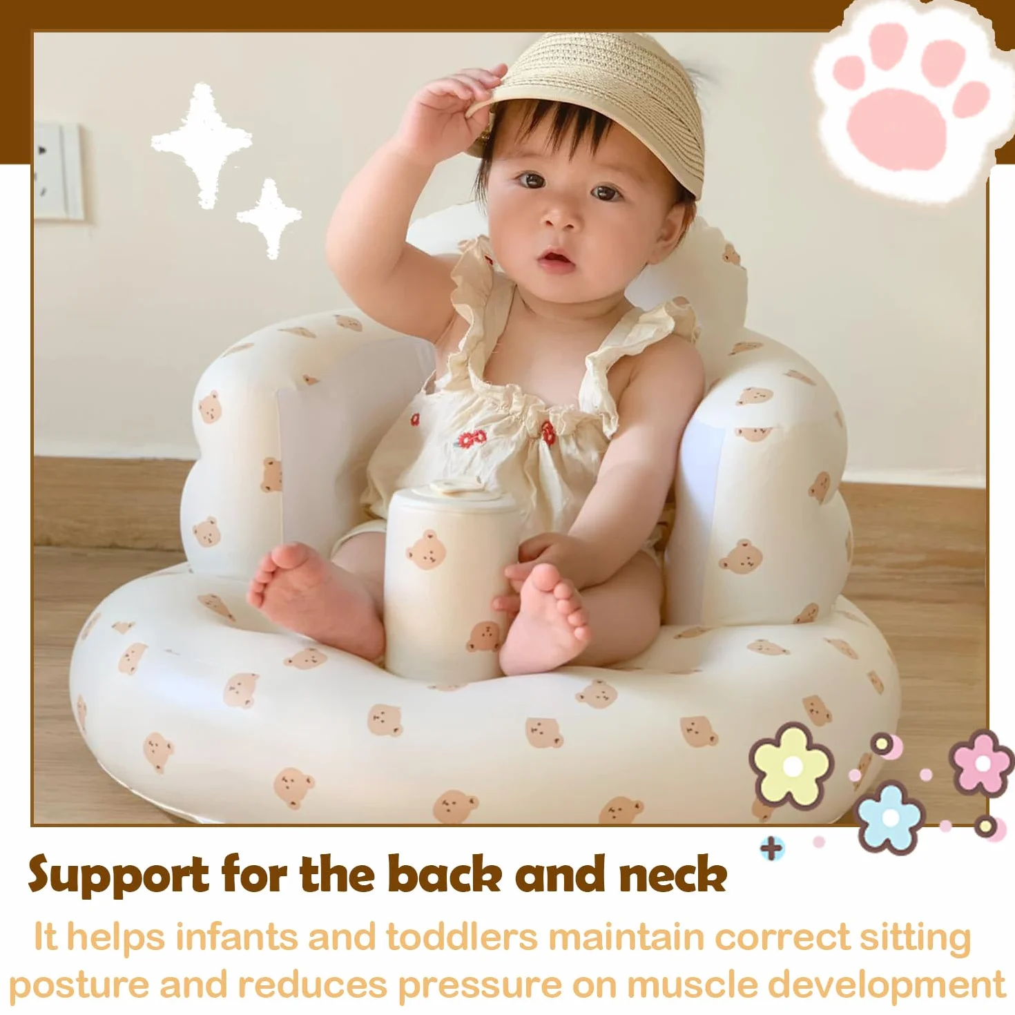 Siège Gonflable Bébé Portable Chaise d'Entraînement 3 Mois+