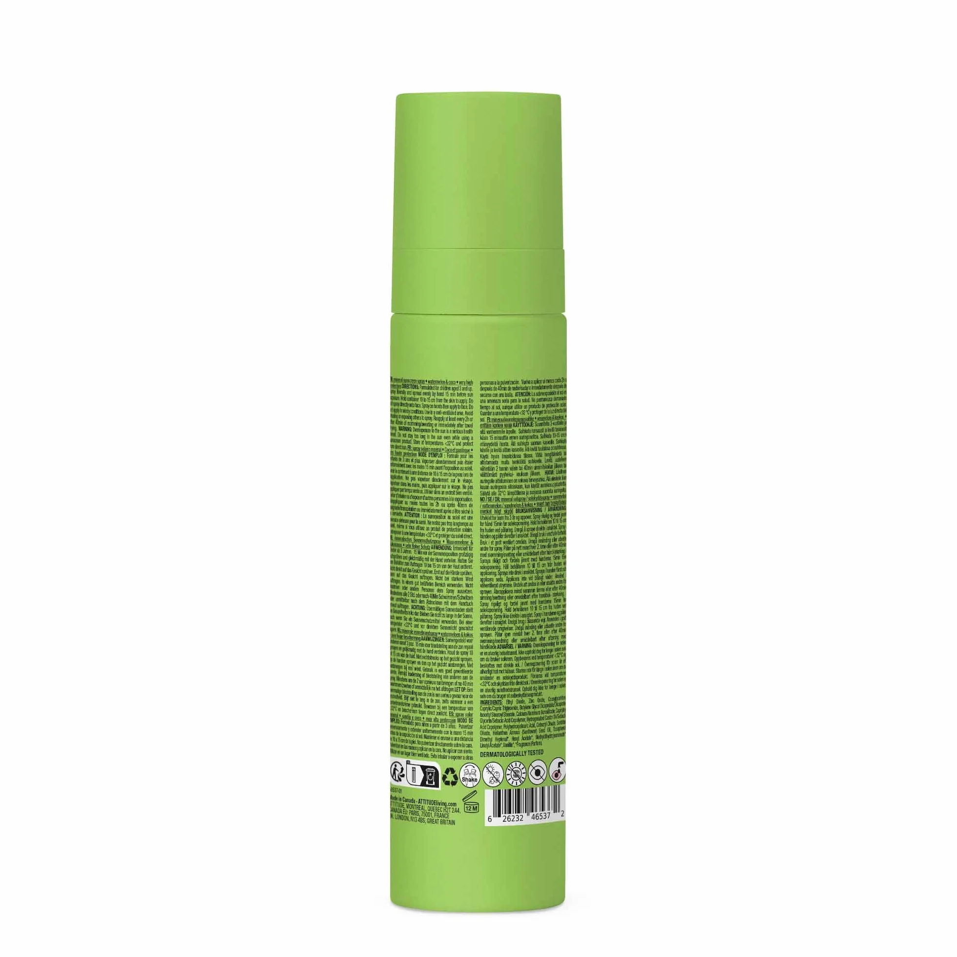 ATTITUDE Crème Solaire Enfants SPF 50 Large Spectre Oxyde de Zinc Non Nano Résistant à l'Eau Visage Corps 80 g