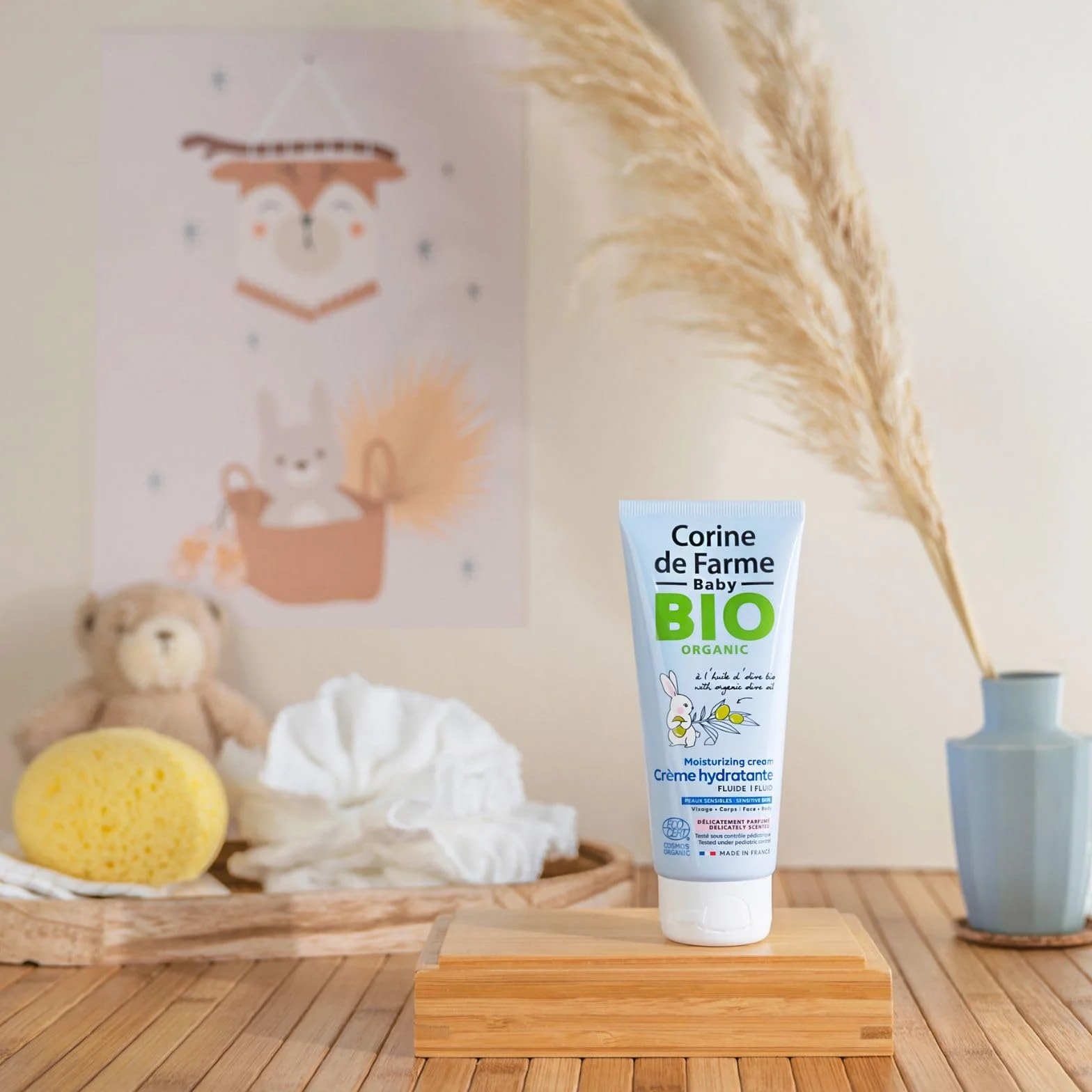 Corine de Farme Crème Hydratante Parfumée Bio Bébé Huile d'Olive Beurre de Karité Peaux Sensibles Fabriquée France