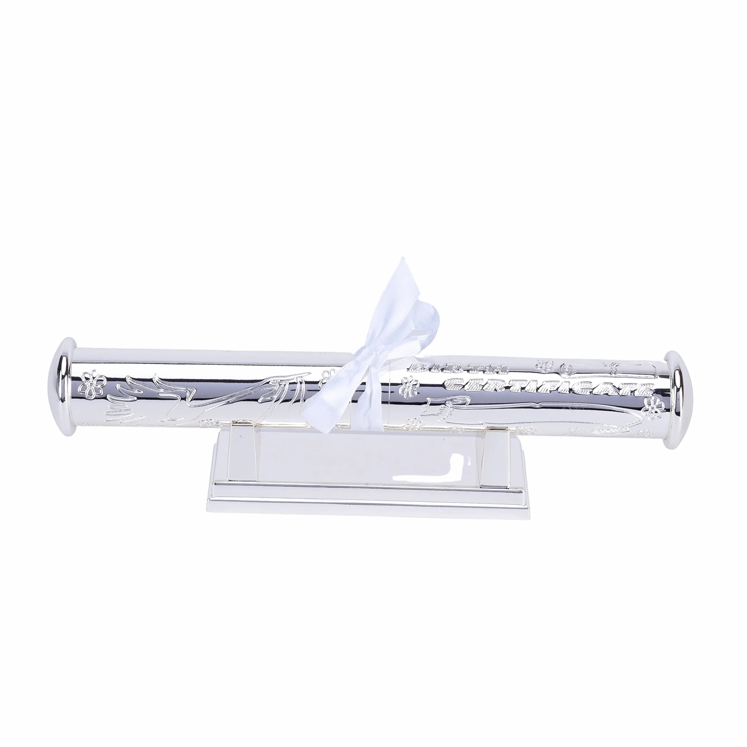 Plaqué argent tube parchemin certificat naissance présentoir