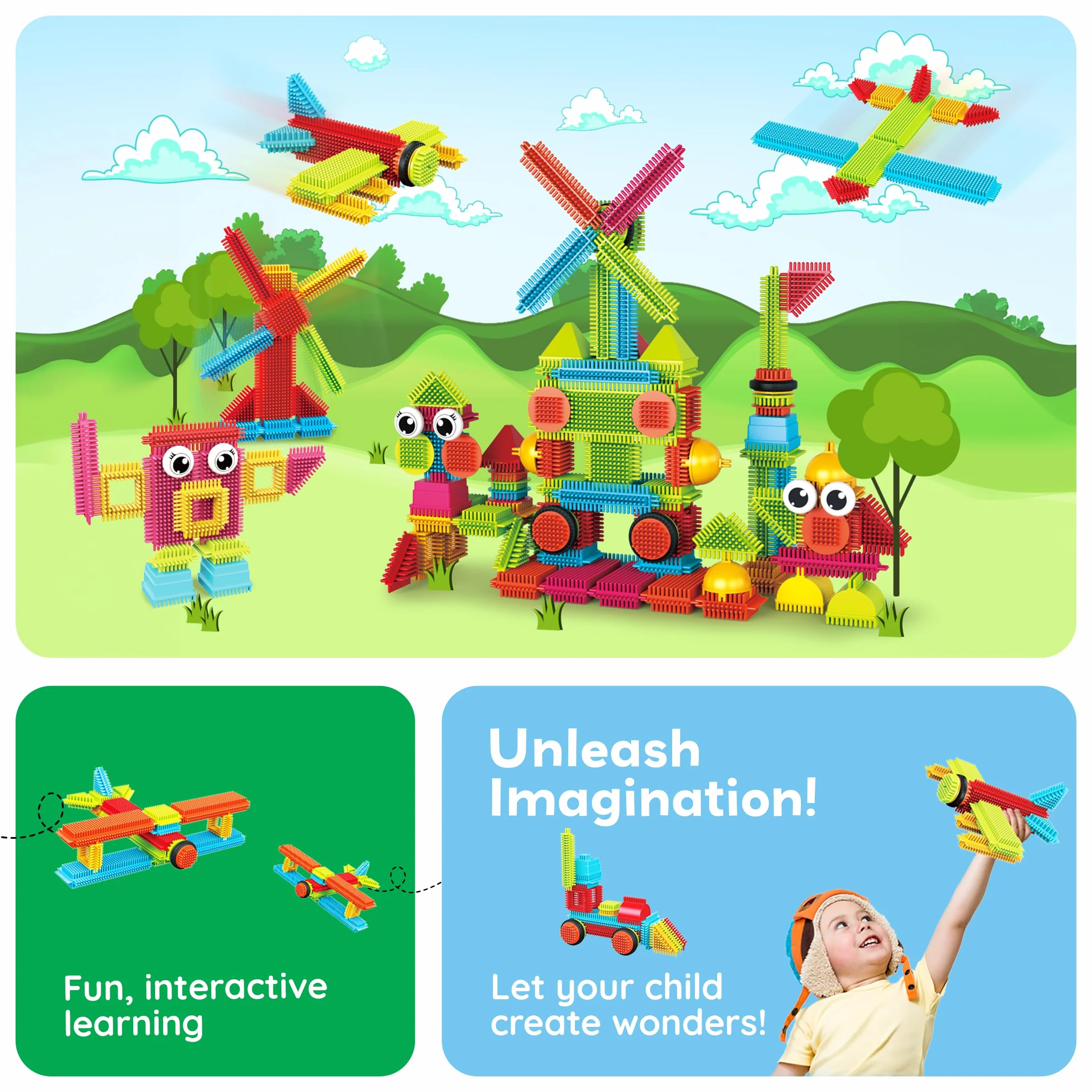 Picasso Toys PTB112 Blocs de Construction STEM en Forme de hérisson - Jouet d'apprentissage empilable