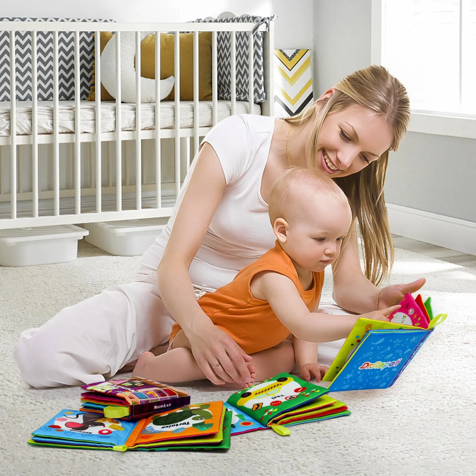 Dr.Rapeti Lot de 6 Livre Bebe en Tissu Doux, Livres D'éveil Sensoriel Sonore pour Enfants (Anglais)