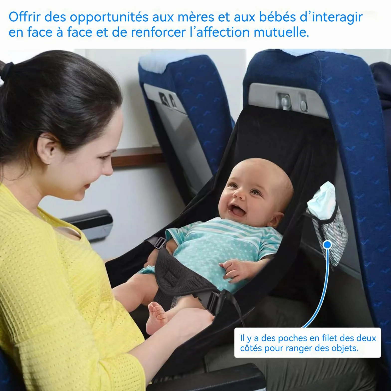 Housse Hamac Respirante Confort pour Vols Voiture Enfant Lit Bébé Avion