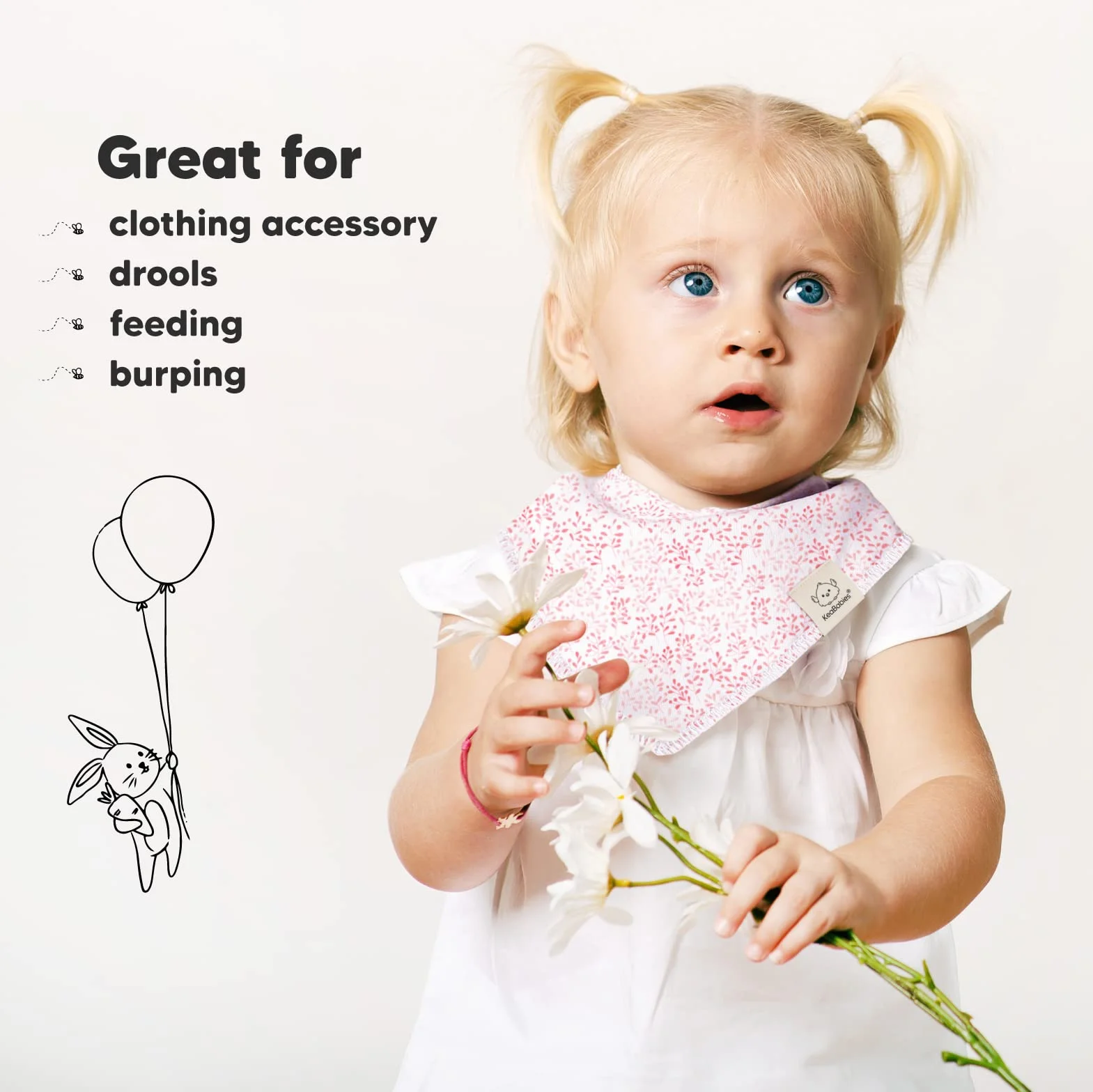 KeaBabies Bavoir bandana bébé coton bio absorbant fille