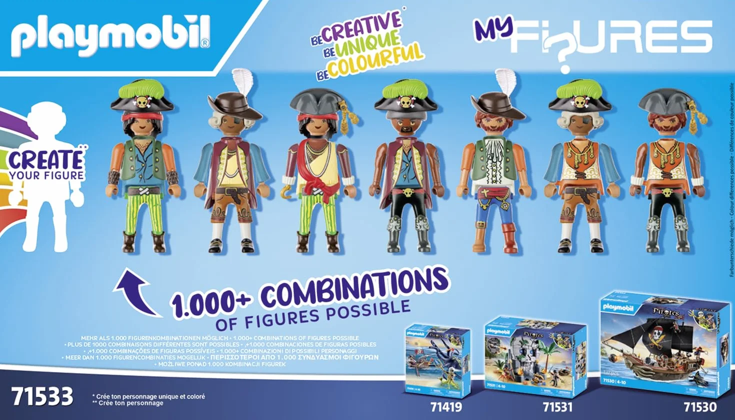 Playmobil 71533 MyFigures Pirates - Set de Personnages à Personnaliser - Chasse au trésor en mer