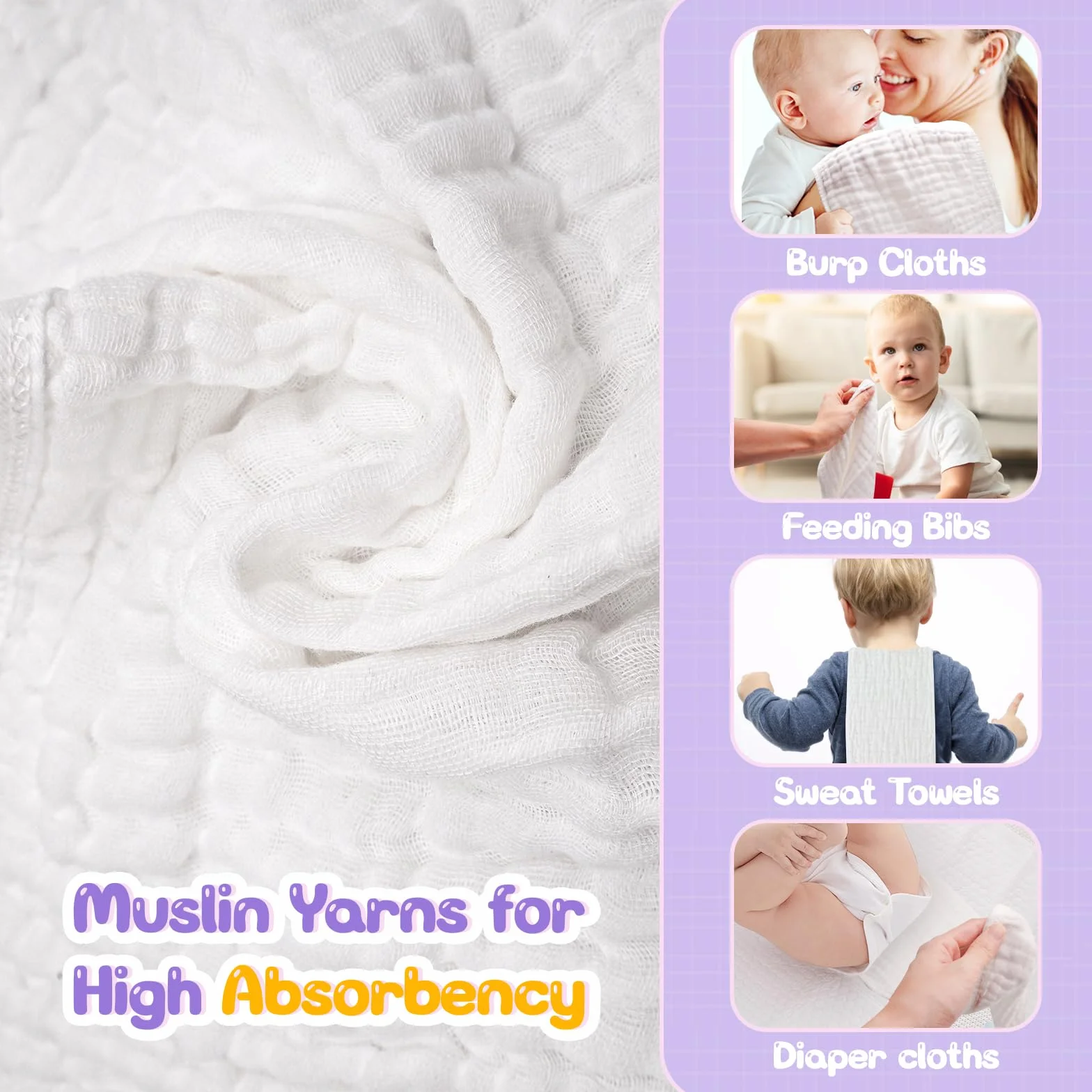 Cape Allaitement Bébé 100% Coton avec Serviette, Doux Respirant Sangles Réglables Gris