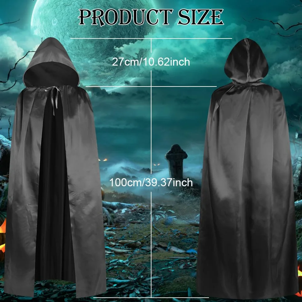 Cape à Capuchon Enfants Halloween Sorcière Costume Garçons Filles