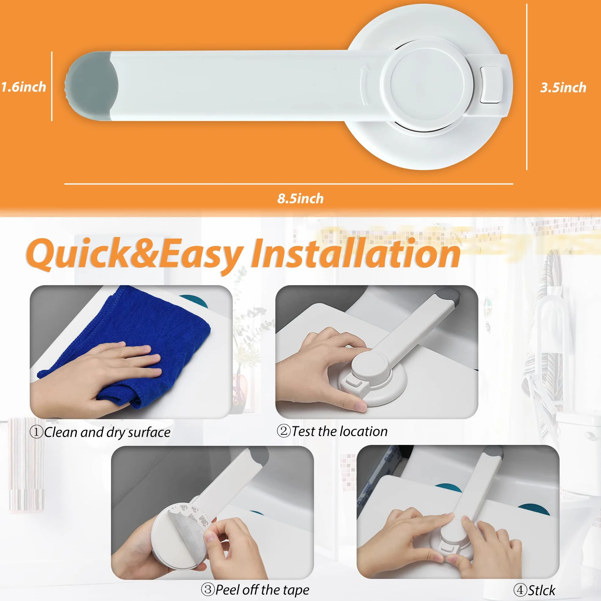 Verrou de Toilettede Sécurité pour Bébé, 2Pack, Sécurité Enfants, Installation Facile, Adhésif 3M
