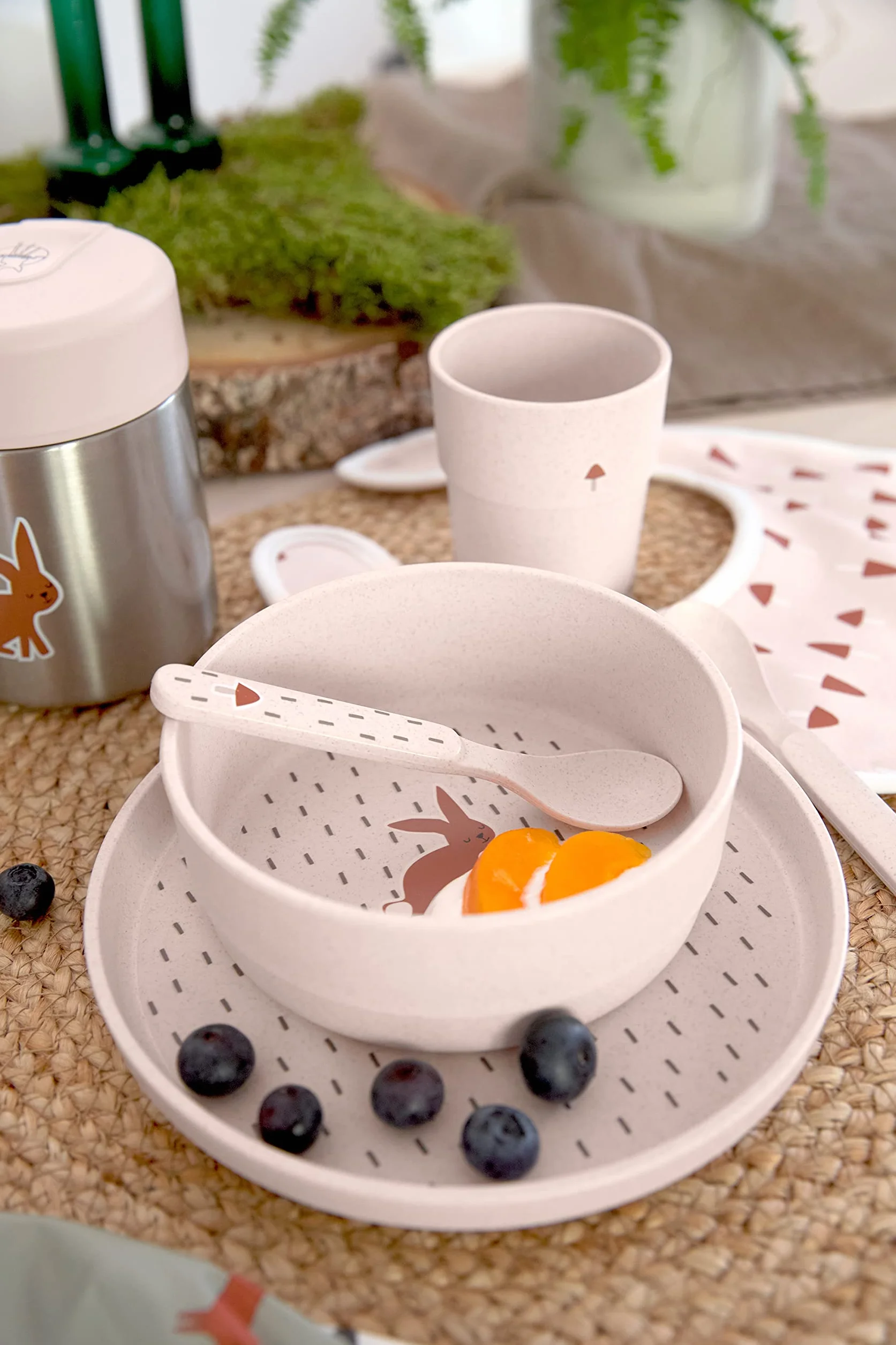 LÄSSIG Set de vaisselle enfants sans mélamine BPA Little Forest Rabbit lave-vaisselle micro-ondes