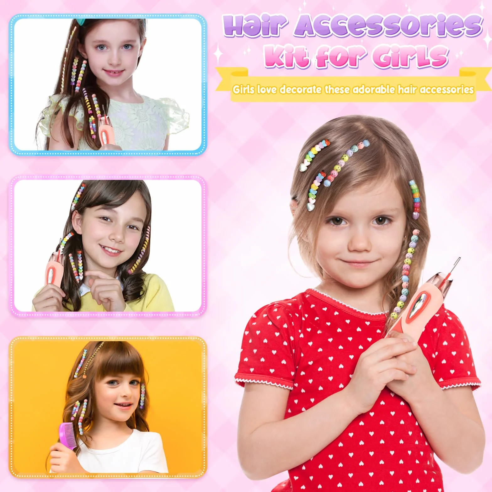 Accessoires Cheveux Jouets pour Filles 7-12 Ans: Machine à Tresser avec Perles pour Cheveux Tressés