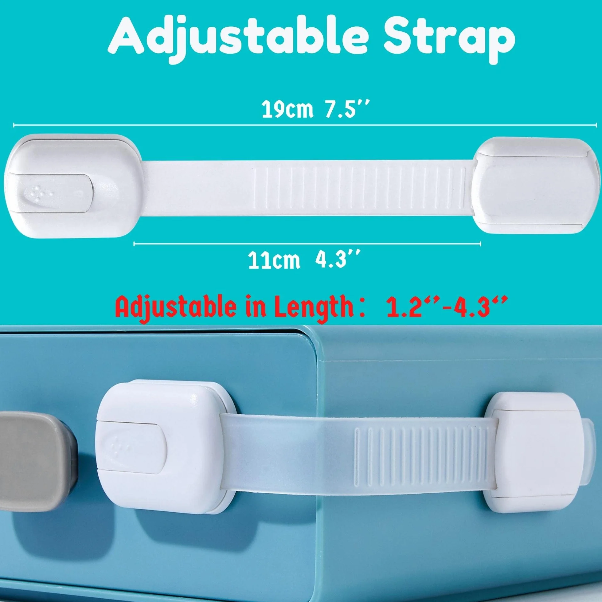 Lot de 10 Serrures de Sécurité Bébé pour Tiroirs et Armoires Lubibi, Ajustable Facile à Installer