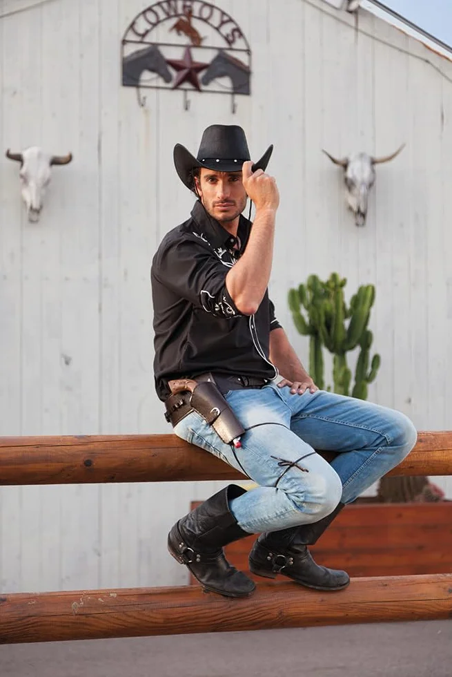 Kit cowboy pistolet ceinture licol accessoires carnaval fête thème costume