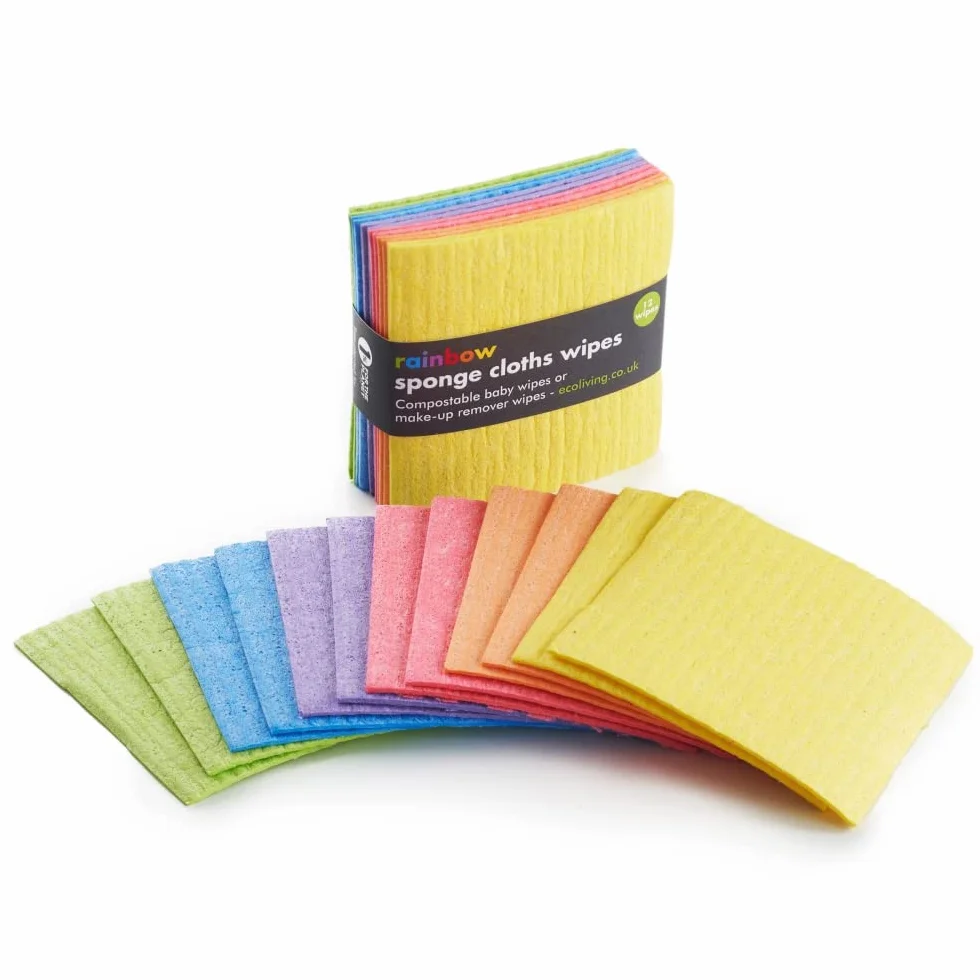 Eco Living Lot de 12 lingettes compostables arc-en-ciel