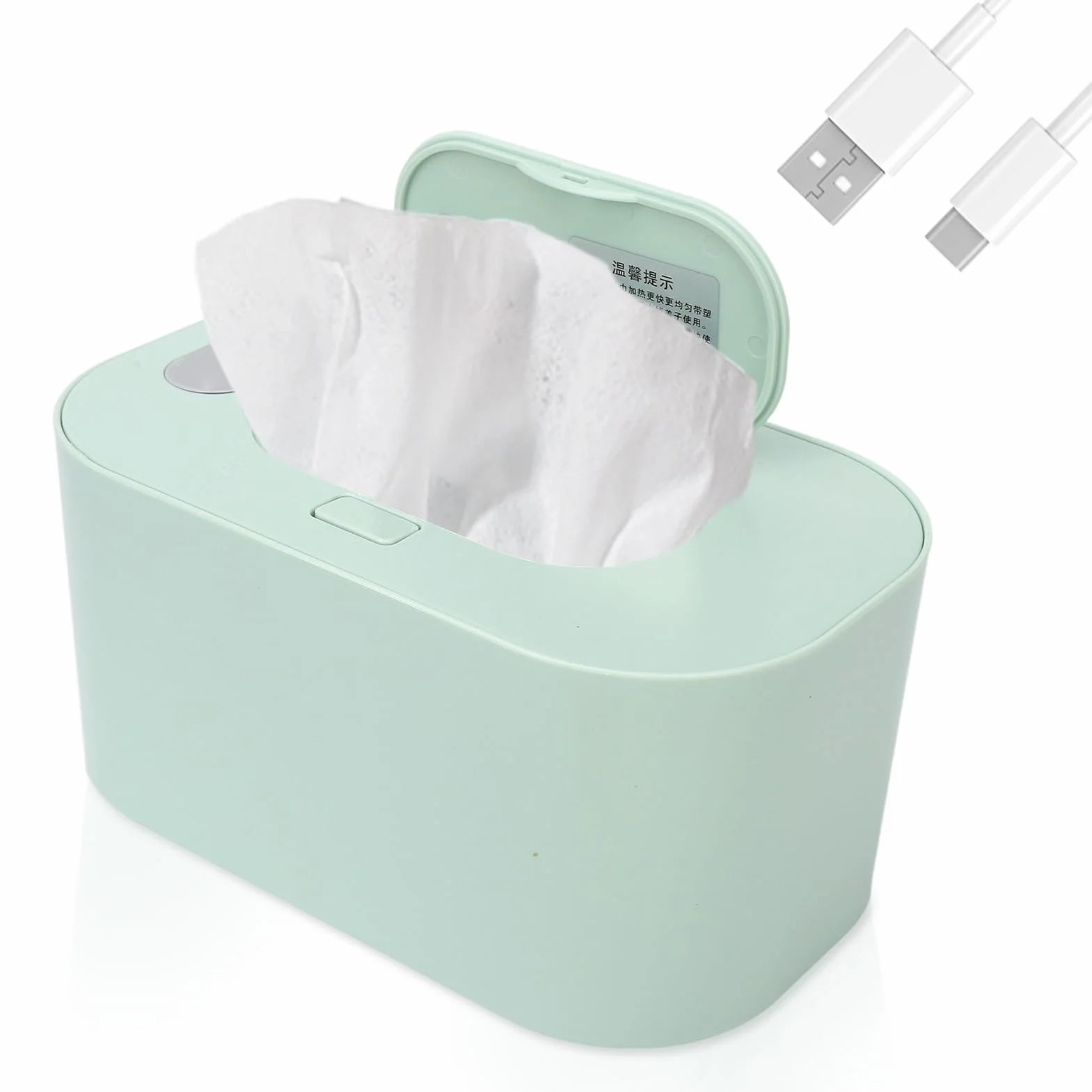 Lingettes Chauffantes Bébé, Boîte Portable Grande Capacité Thermostatique, Distributeur pour Maison, Vert
