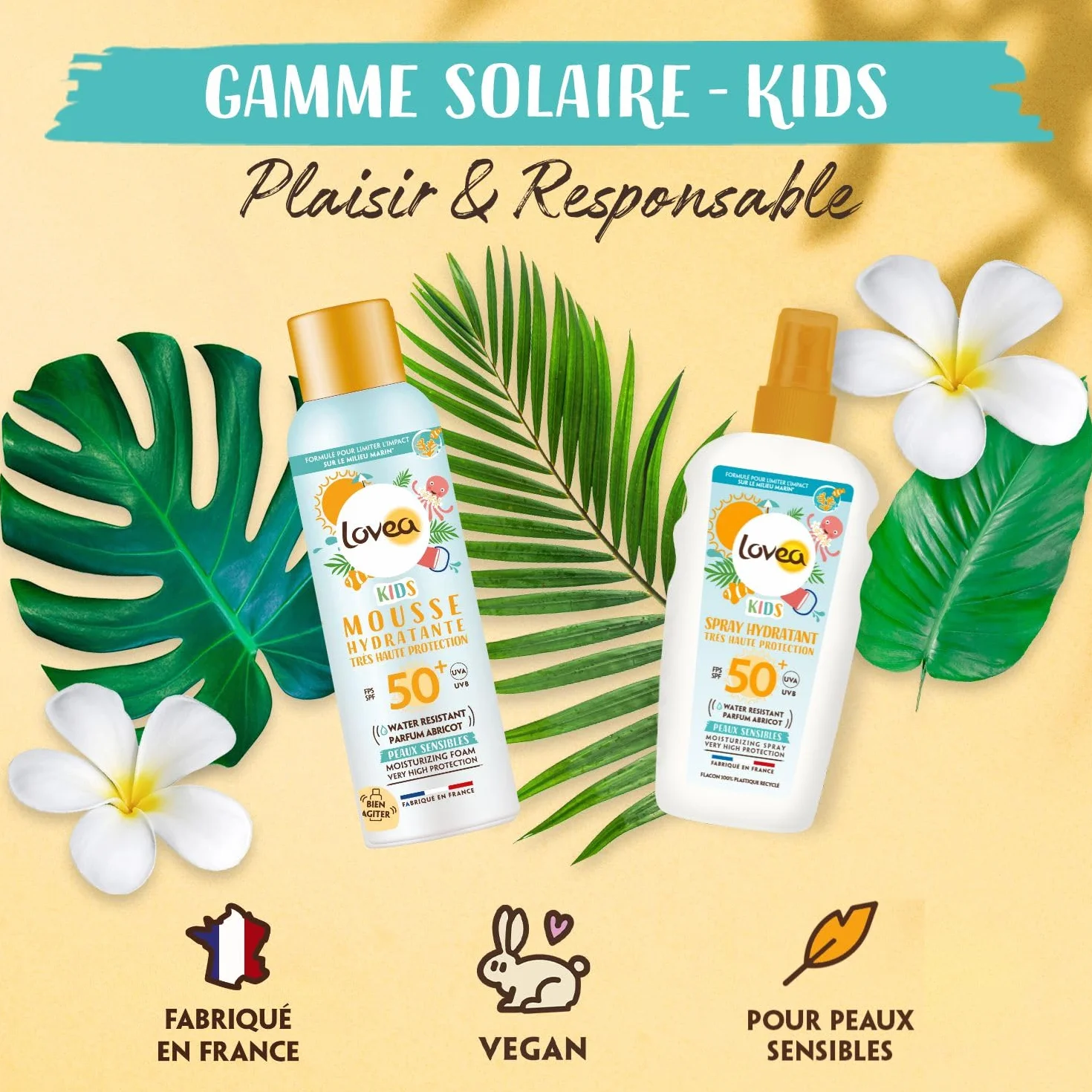 LOVEA Mousse Hydratante Kids FPS 50+ Très Haute Protection Solaire Visage & Corps 150 ml