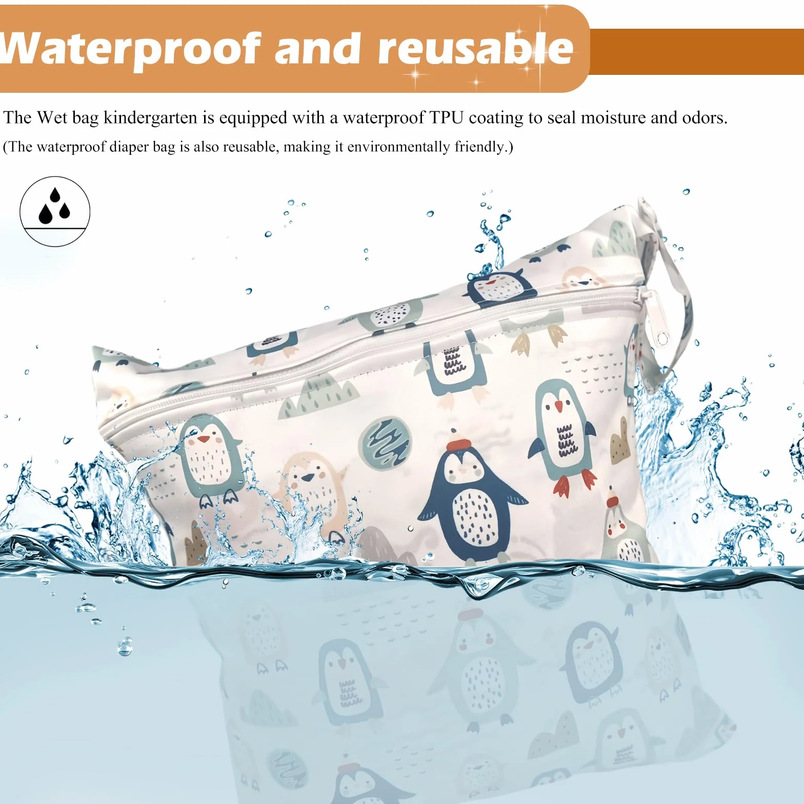 Sac à Couche Imperméable 4 Pièces Wetbag Fermeture Eclair Réutilisable Bébé Plage Piscine