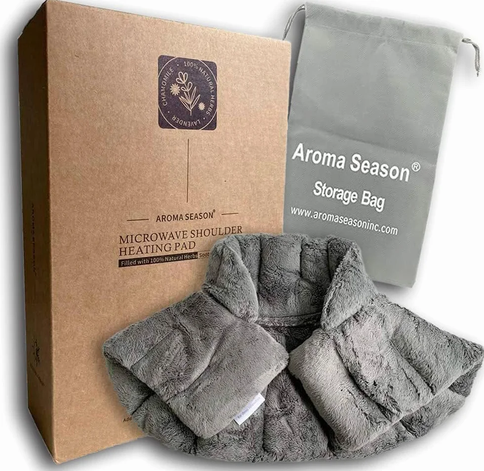 Aroma Season Coussin chauffant pour le cou et les épaules à micro-ondes Soulagement de la douleur et arthrite (Gris)