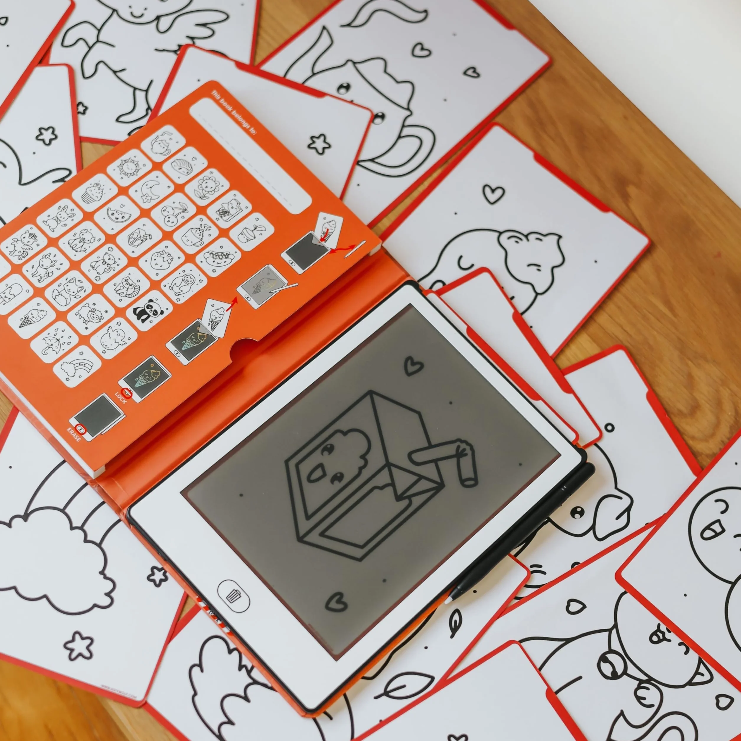 KIDYWOLF KIDYDRAW Mini Tablette à Dessiner Enfant LCD 8,2" Ardoise Magique 30 Calques Jeu Éducatif Créatif