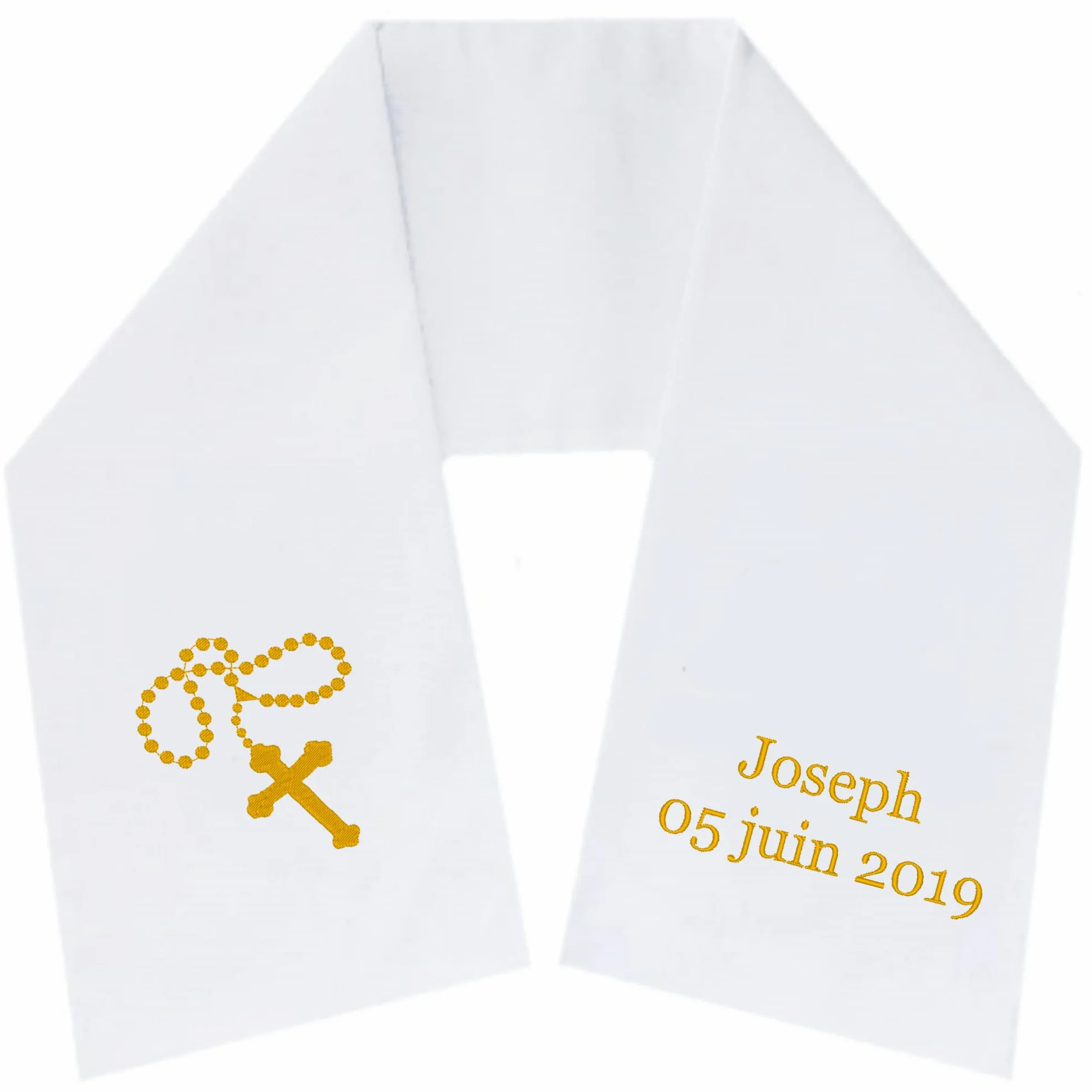 Écharpe de Baptême Personnalisée Brodée Prénom Date 100 Modèles Coton Cadeau Bébé