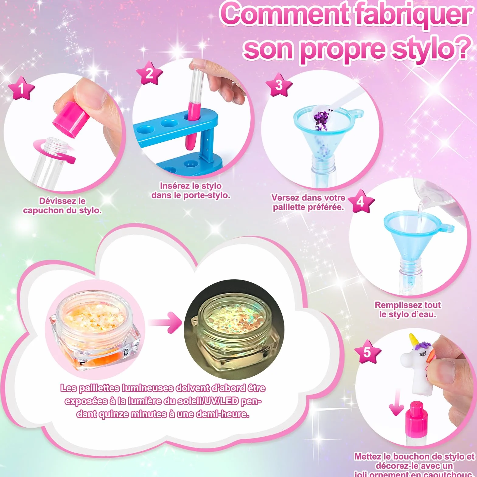 Kazzley Fabrique a Stylo, Kit de Creation Stylo avec 55+ Accessoires, Activité Manuelle Enfants