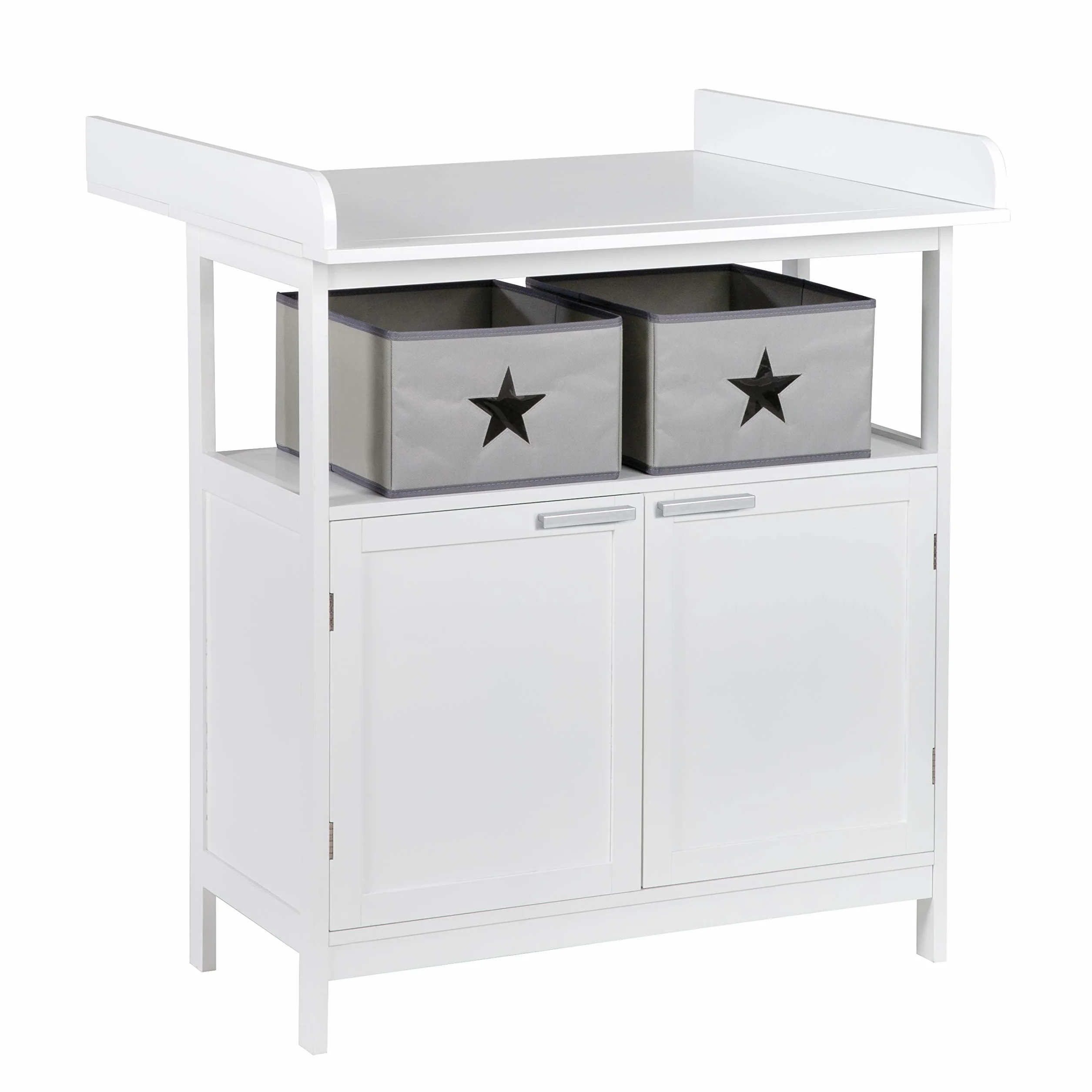 roba Commode à Langer Hamburg 2 Portes Blanc avec Plan Amovible - Fixation Murale Incluse