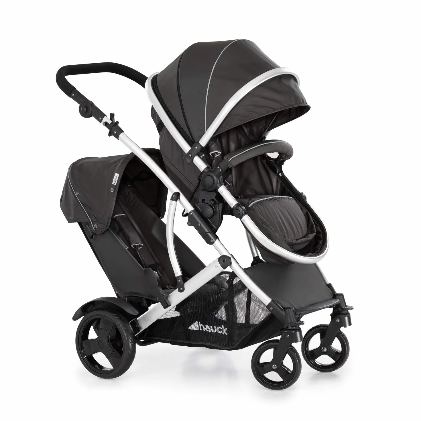 hauck Poussette Double Duett 2 Réversible Pliable Maxi 36 kg Inclus Habillage Pluie Forest Noir
