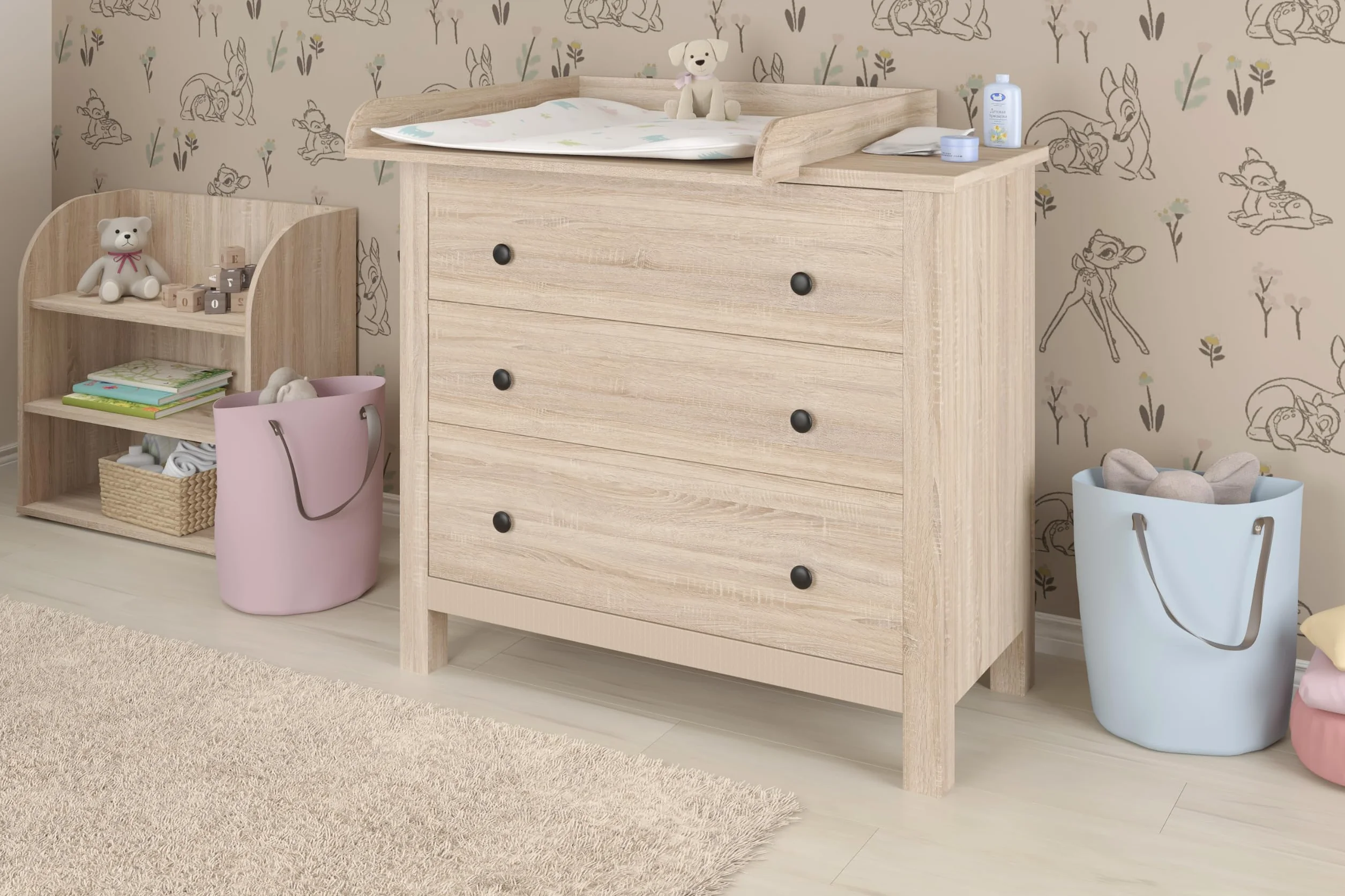 Shefa Table à langer 800 universel pour commode Ikea MALM HEMNES NORDLI - Chêne