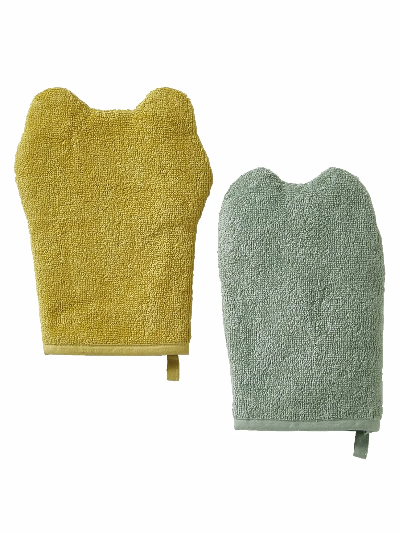 VERTBAUDET Lot de 2 gants de toilette Animorigolo vert sauge
