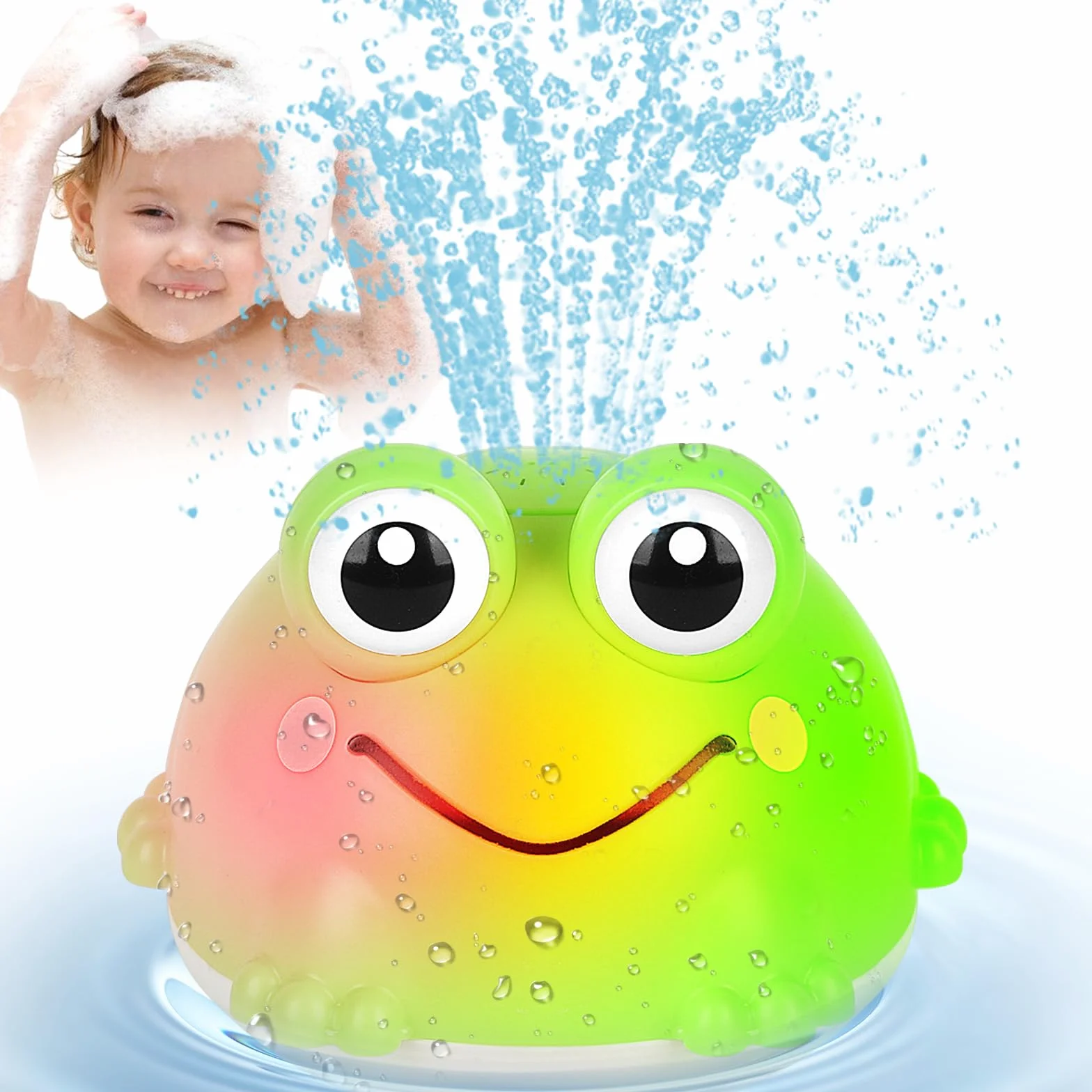 Withosent Grenouille Jouet Bain Bébé Rechargeable LED Induction Automatique Arroseur 1-6 Ans