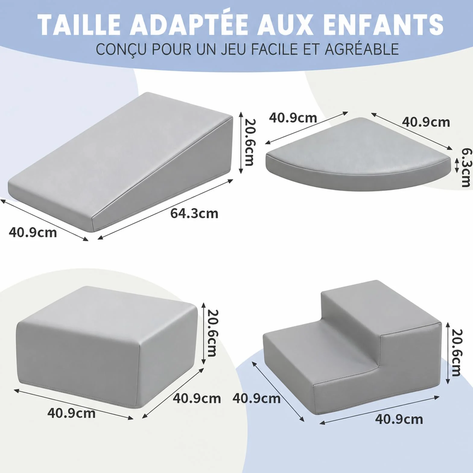 JungleDove Blocs Mousse Éducatifs Motricité Enfant 4 Module Cuir PU Structure d'escalade Antidérapante