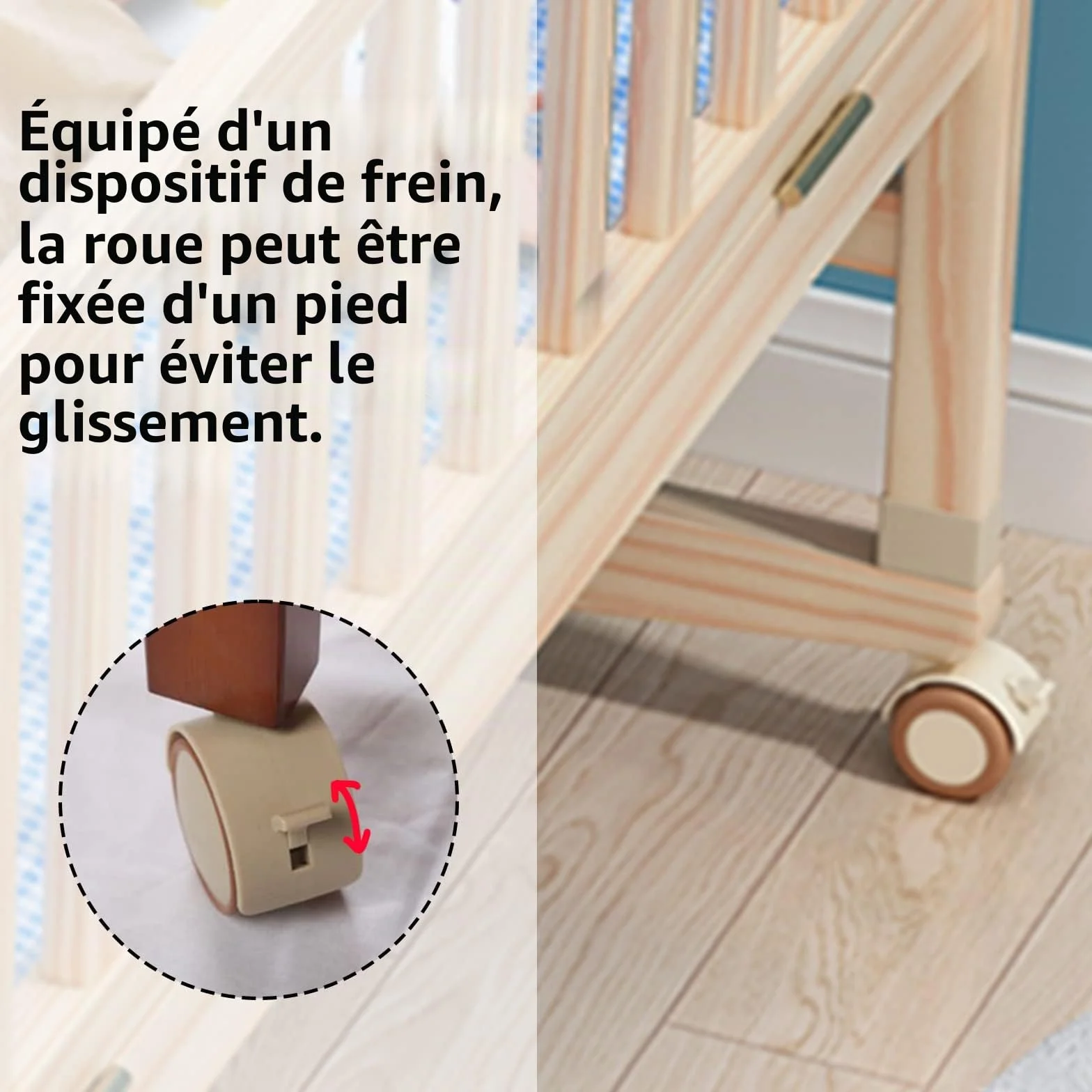 ZoeTekway Jeu de 4 roulettes pivotantes silencieuses en caoutchouc avec frein pour meubles d'enfants 10,5 mm