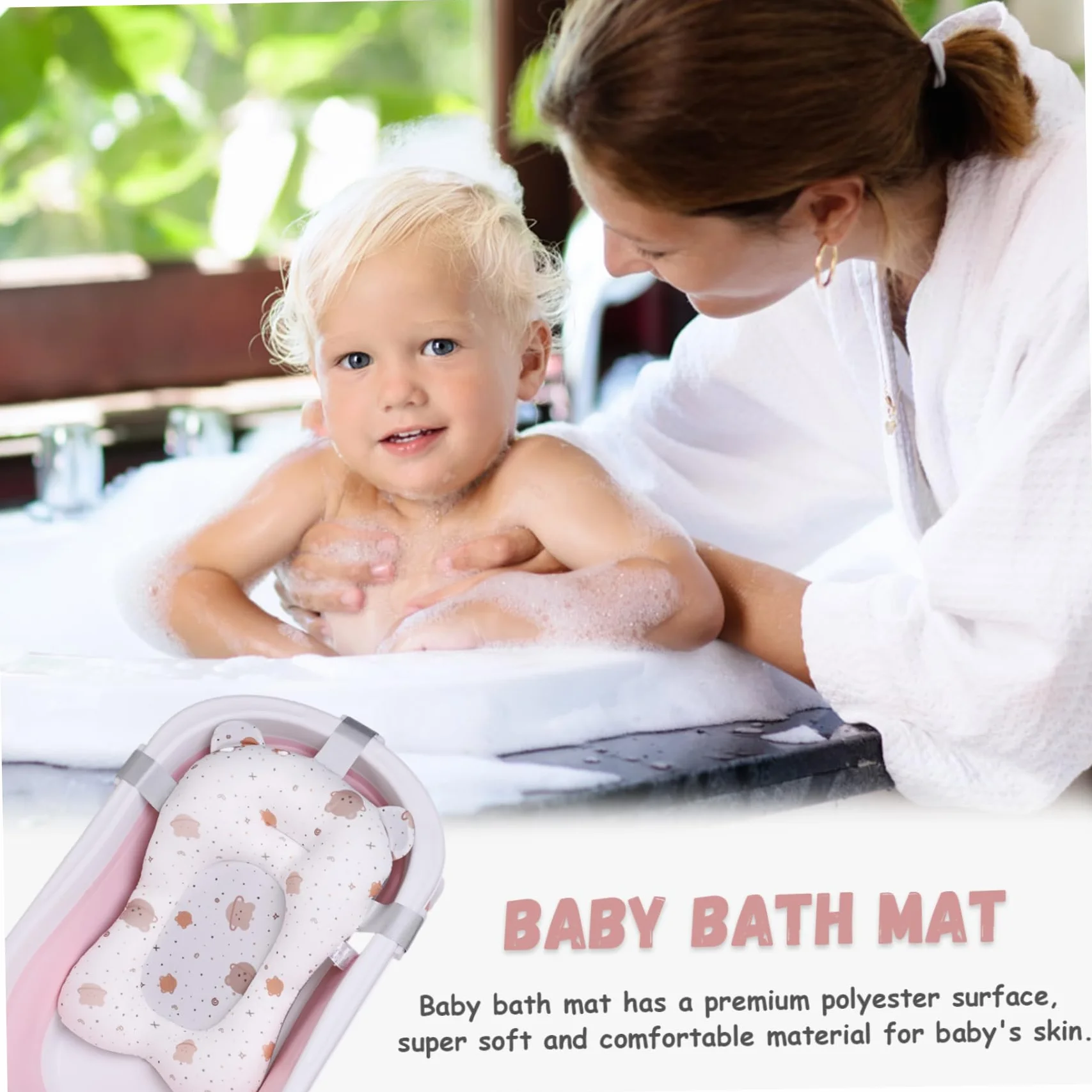 Coussin de baignoire pour bébé antidérapant réglable support de bain nouveau-né