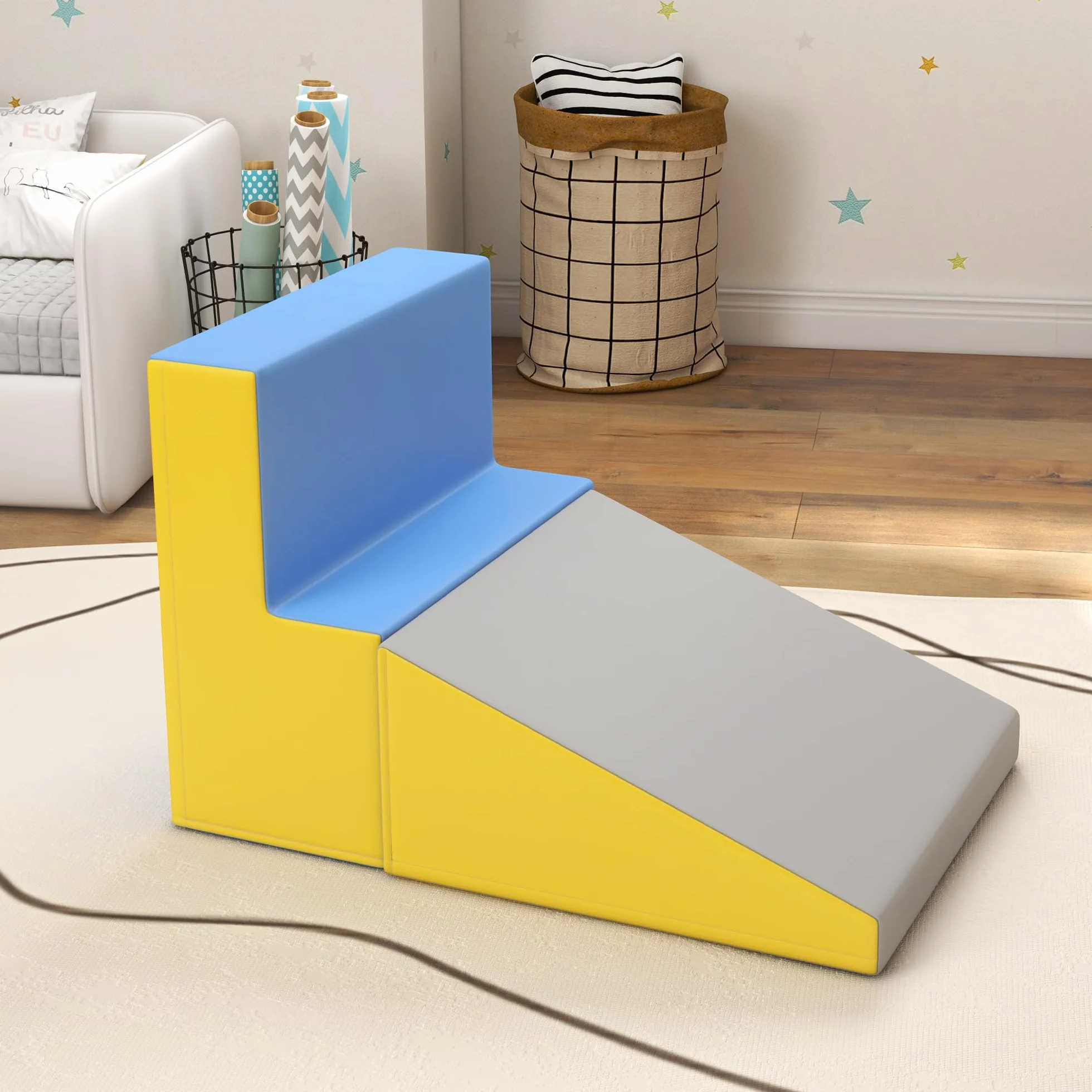 HOMCOM Parcours motricité bébé modulable, Jouets d'escalade, Blocs de construction en mousse, 2 Briques géantes, pour Enfants 12-36 Mois, Multicolore