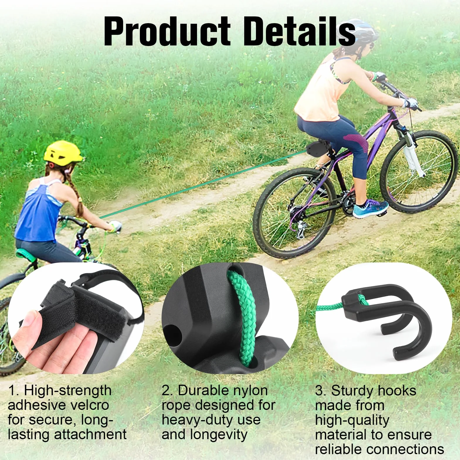 Barre de Remorquage Vélo Enfant Rétractable 2,5 m Câble Traction VTT