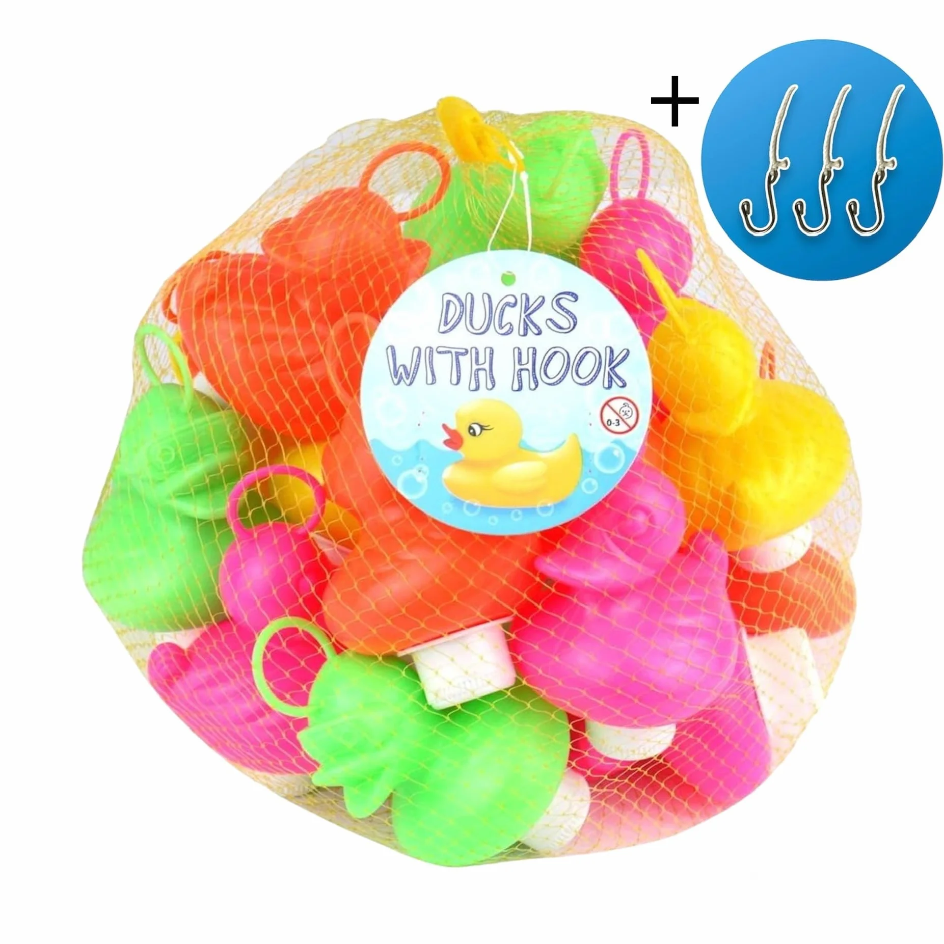 Kit de Pêche aux Canards avec 20 Canards Multicolore en Plastique, Crochet et Poids, Jouet de Bain et Piscine