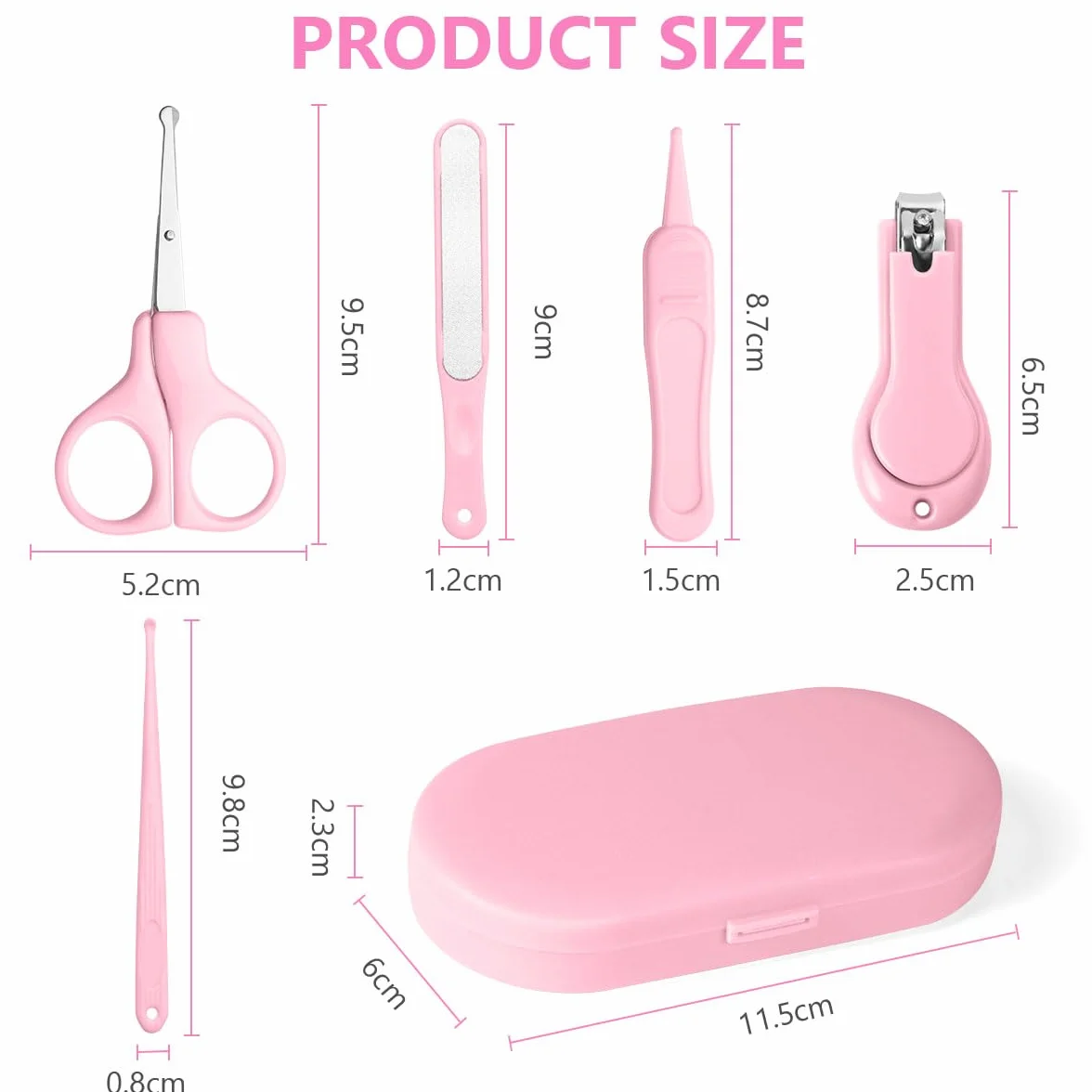 Vicloon Kit Soins des Ongles Bébé 5pcs Coupe-Ongles Ciseaux Lime Pince